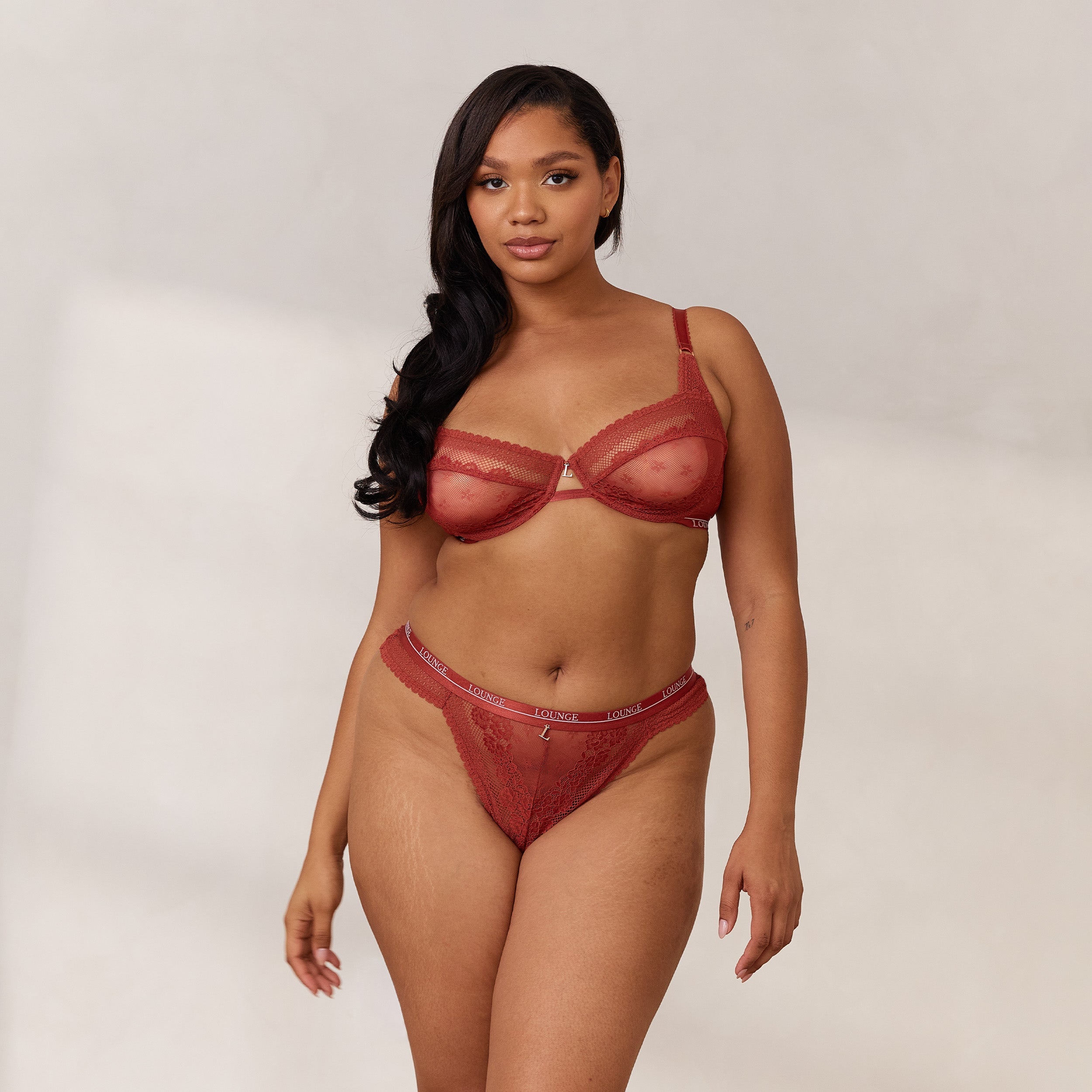Liberty Balcony Bra - Burnt Red Lace Underwire Push Up Bra for Women, Comfortable & Sexy Lingerie for Date Night & Special Occasions