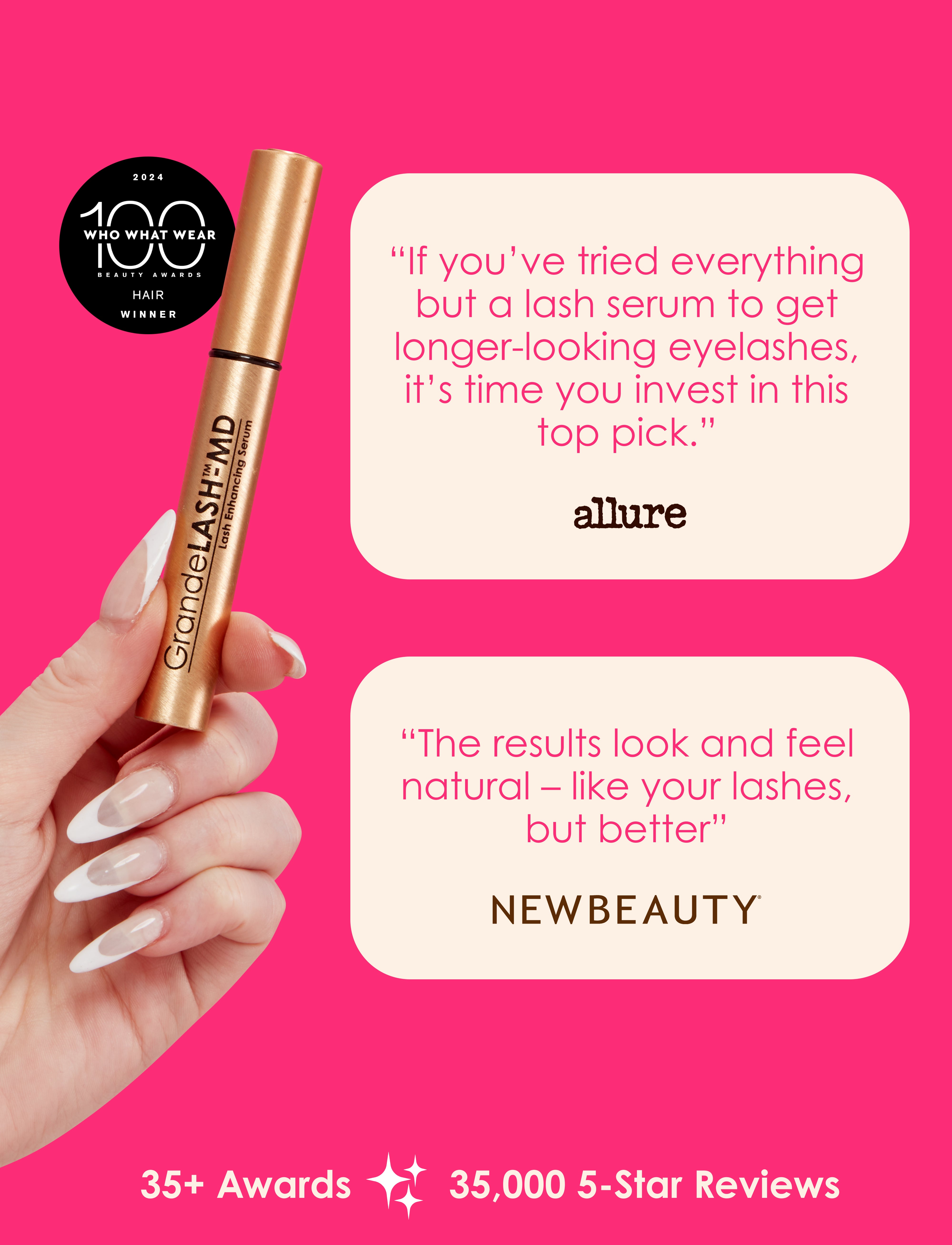 GrandeLASH MD Travel Size Eyelash Enhancing Serum - Grow Longer, Thicker Lashes for Everyday Beauty & Special Occasions