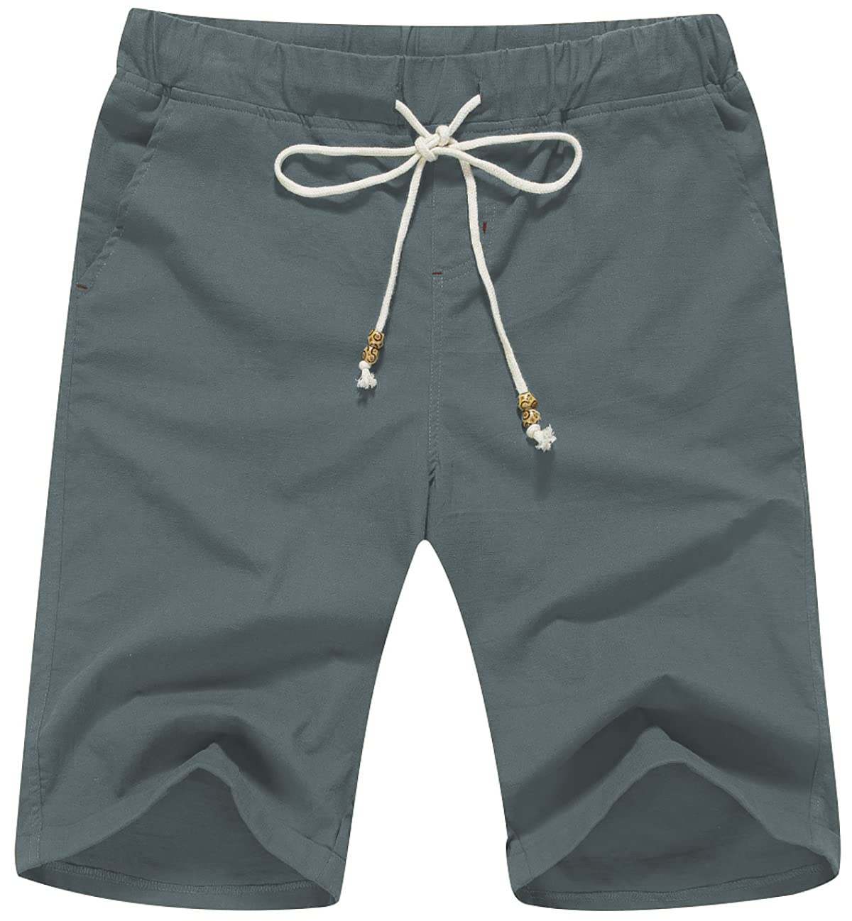 Janmid Men's Linen Shorts - Casual Drawstring Summer Beach Shorts with Floral Pattern | Comfortable Breathable Shorts for Vacation, Travel & Outdoor Activities
