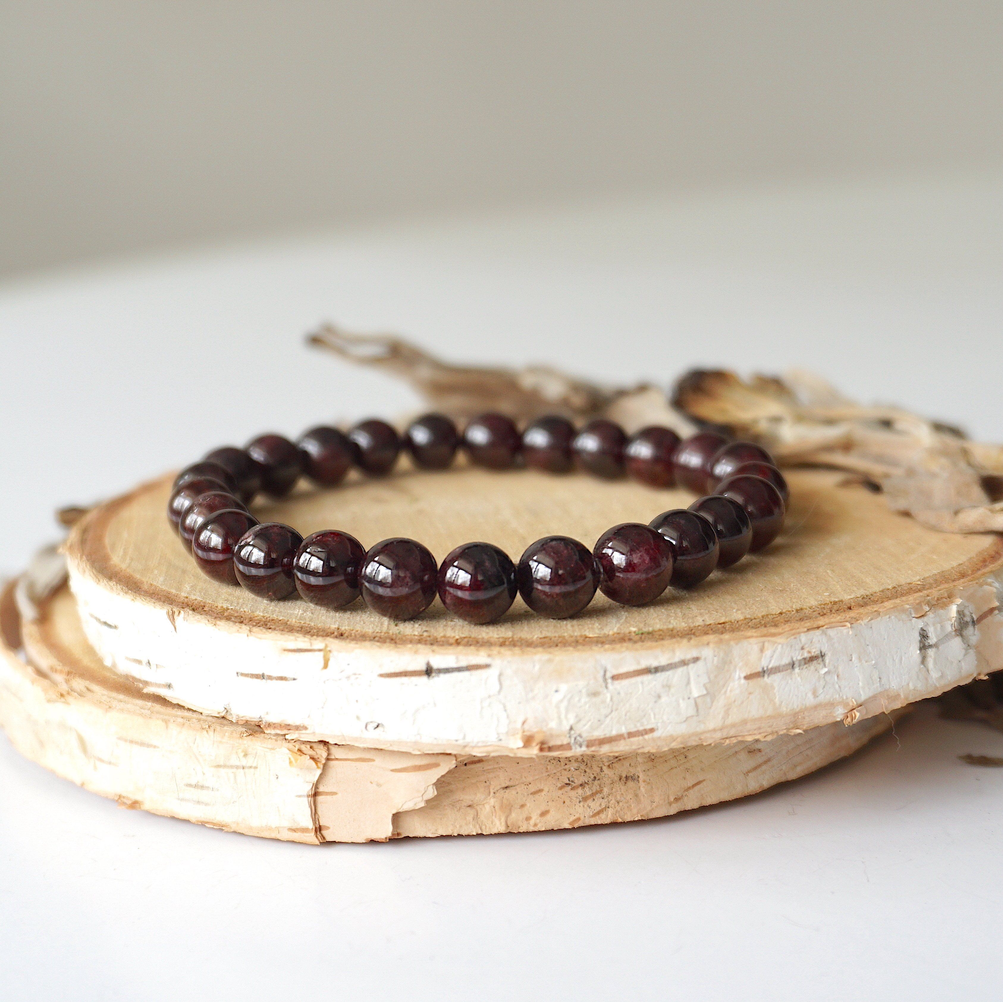 Garnet Healing Crystal Mala Bracelet - Natural Gemstone Meditation Beads for Stress Relief & Positive Energy | Perfect for Yoga, Mindfulness & Spiritual Practice