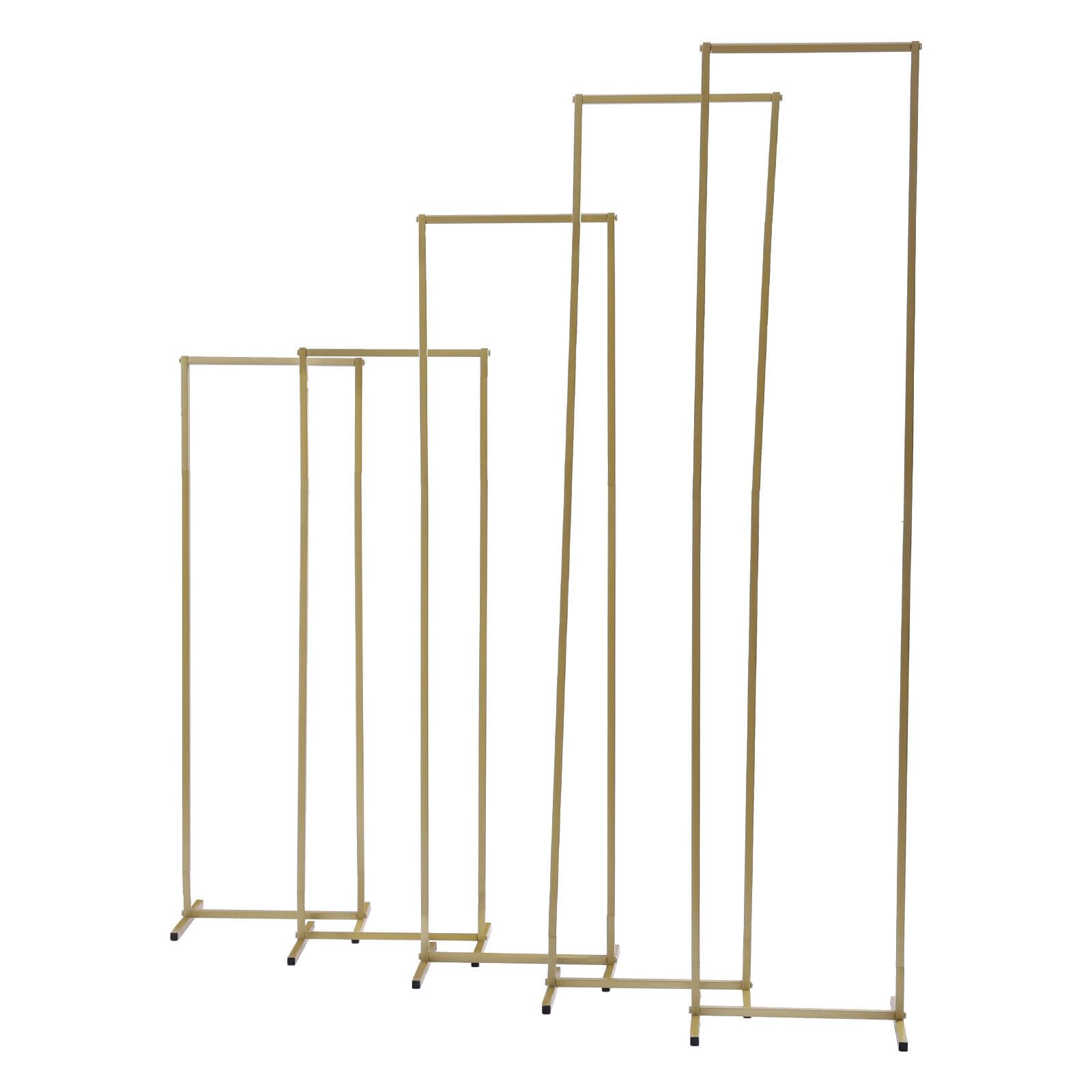 5-Piece Floral Metal Wedding Arch Kit - Gold Stainless Steel Polygonal Flower Stand for Garden, Balloon Decor, Birthday & Outdoor Events - Perfect for Backdrops, Wreaths & Plant Displays