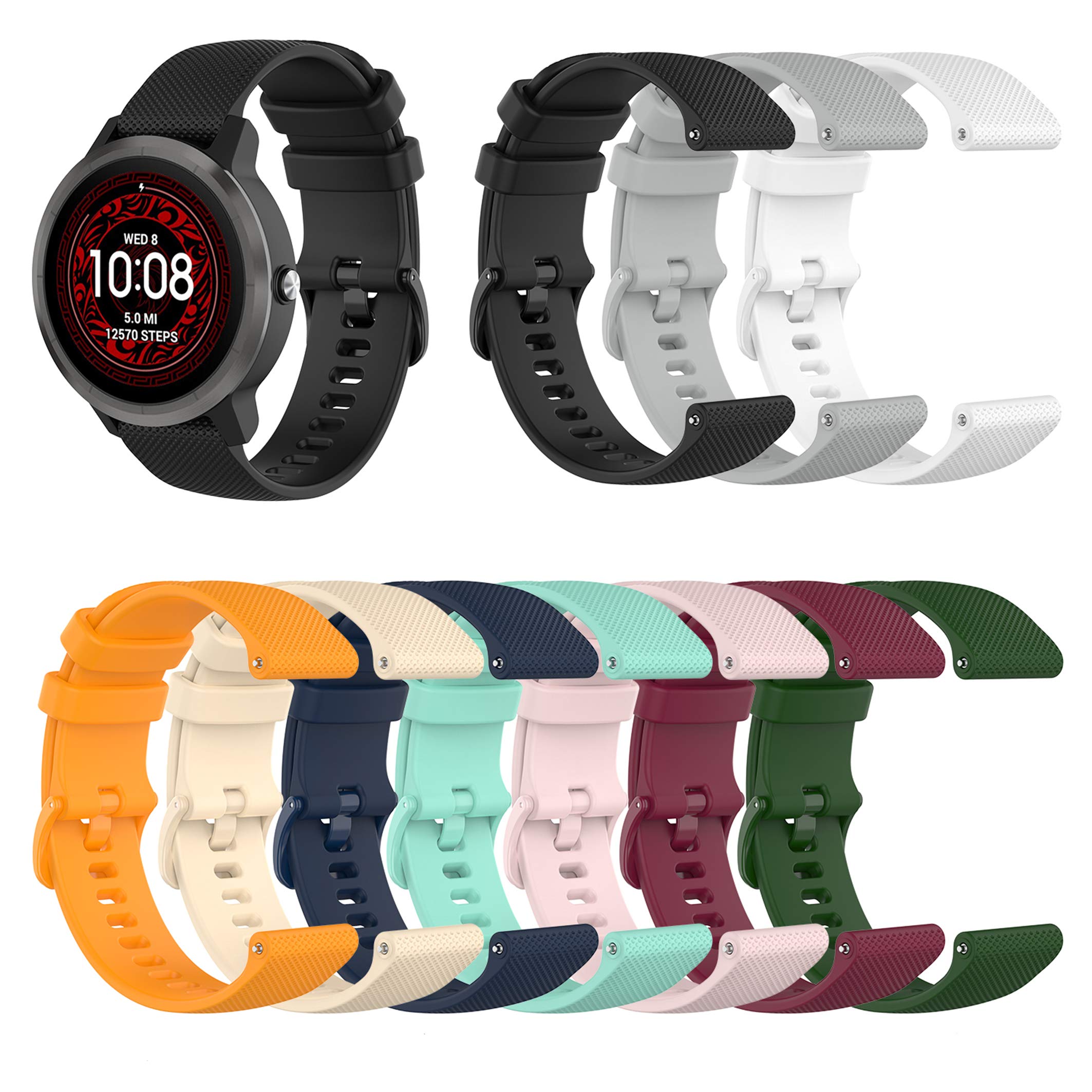 FitTurn Soft Colorful Silicone Watch Band Straps - Compatible with Umidigi Uwatch 3, Replacement Sport Bands (10 Colors) - Perfect for Running, Swimming & Everyday Wear