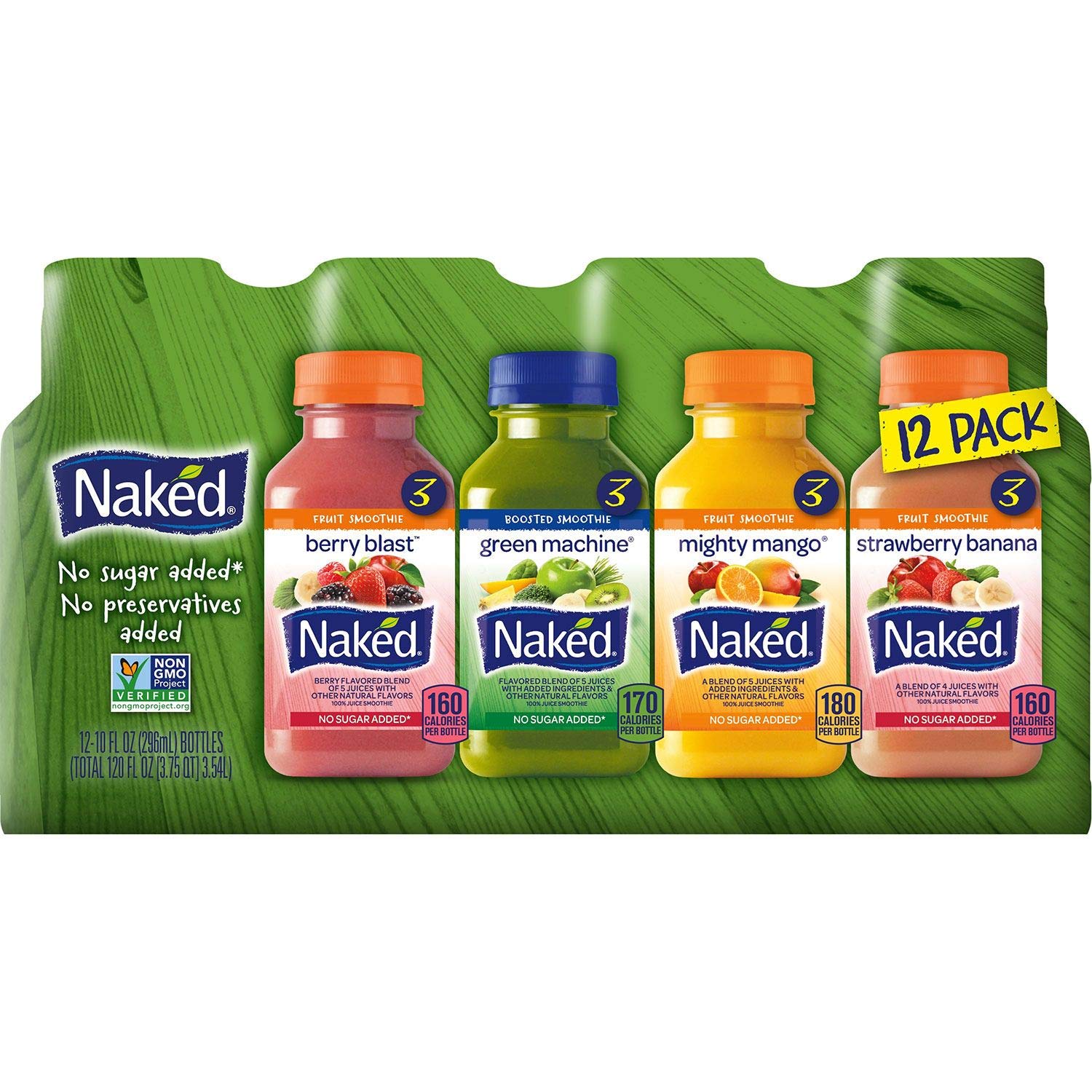 Naked Juice Variety Pack (10 oz., 12 Count) - Pack of 3 | Healthy Fruit & Vegetable Smoothies for Breakfast, Lunch & On-the-Go | Vegan, Non-GMO, No Added Sugar