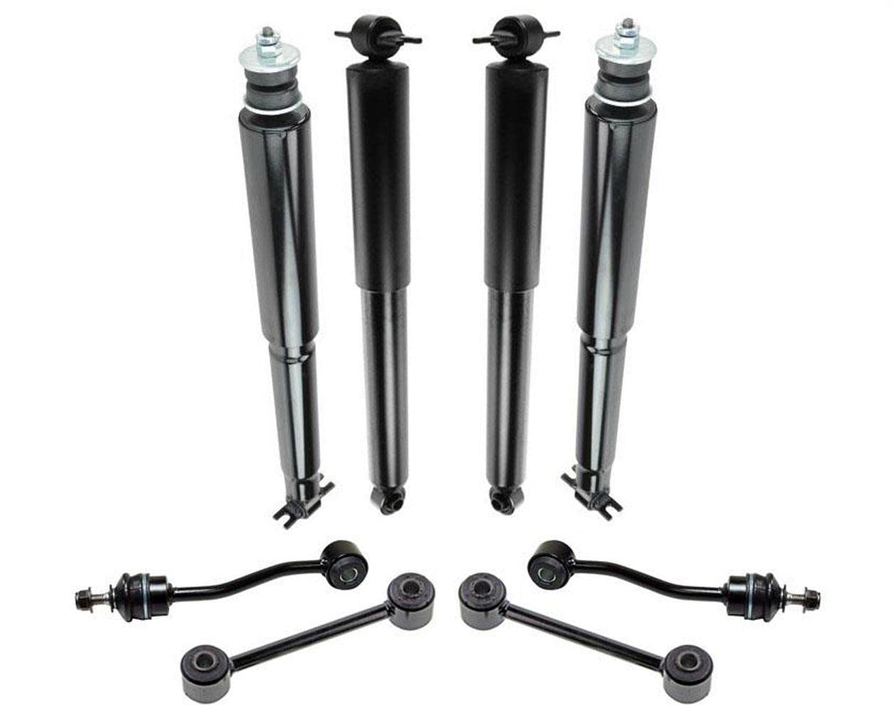 Jeep Wrangler 1997-2006 Front & Rear Shock Absorbers & Sway Bar Link Kit - 8pc Complete Chassis Suspension Replacement Parts for Off-Roading & Daily Driving