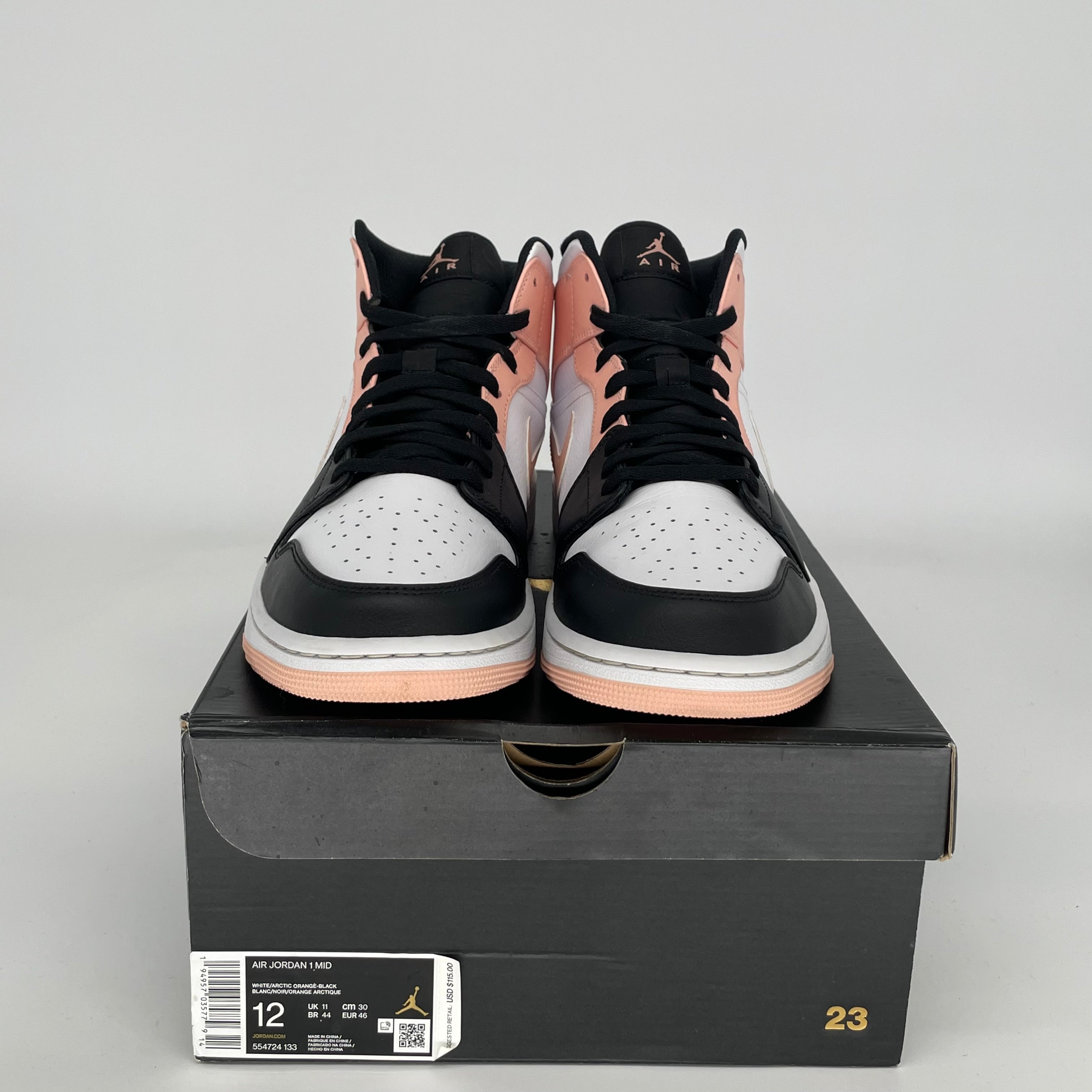 AIR JORDAN 1 MID ARCTIC ORANGE BLACK TOE Men's Basketball Shoes Size 12 - 554724-133 | Retro Sneakers for Streetwear & Casual Outfits