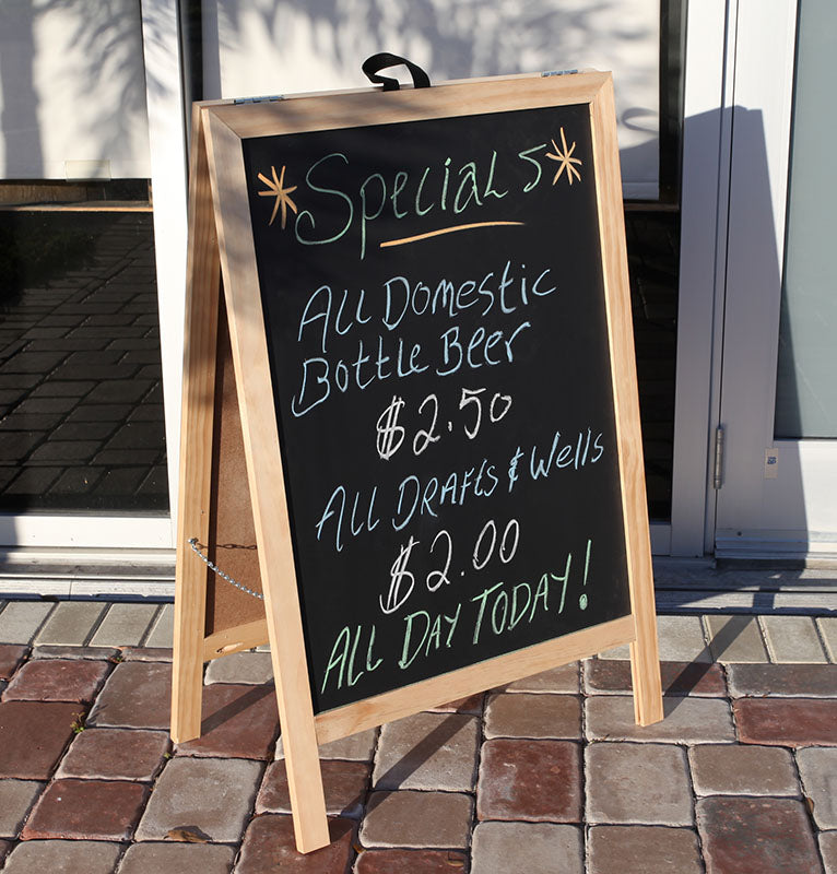 Double Sided A-Frame Sidewalk Chalkboard Sign - Outdoor Advertising Board for Restaurants, Cafes & Retail Stores