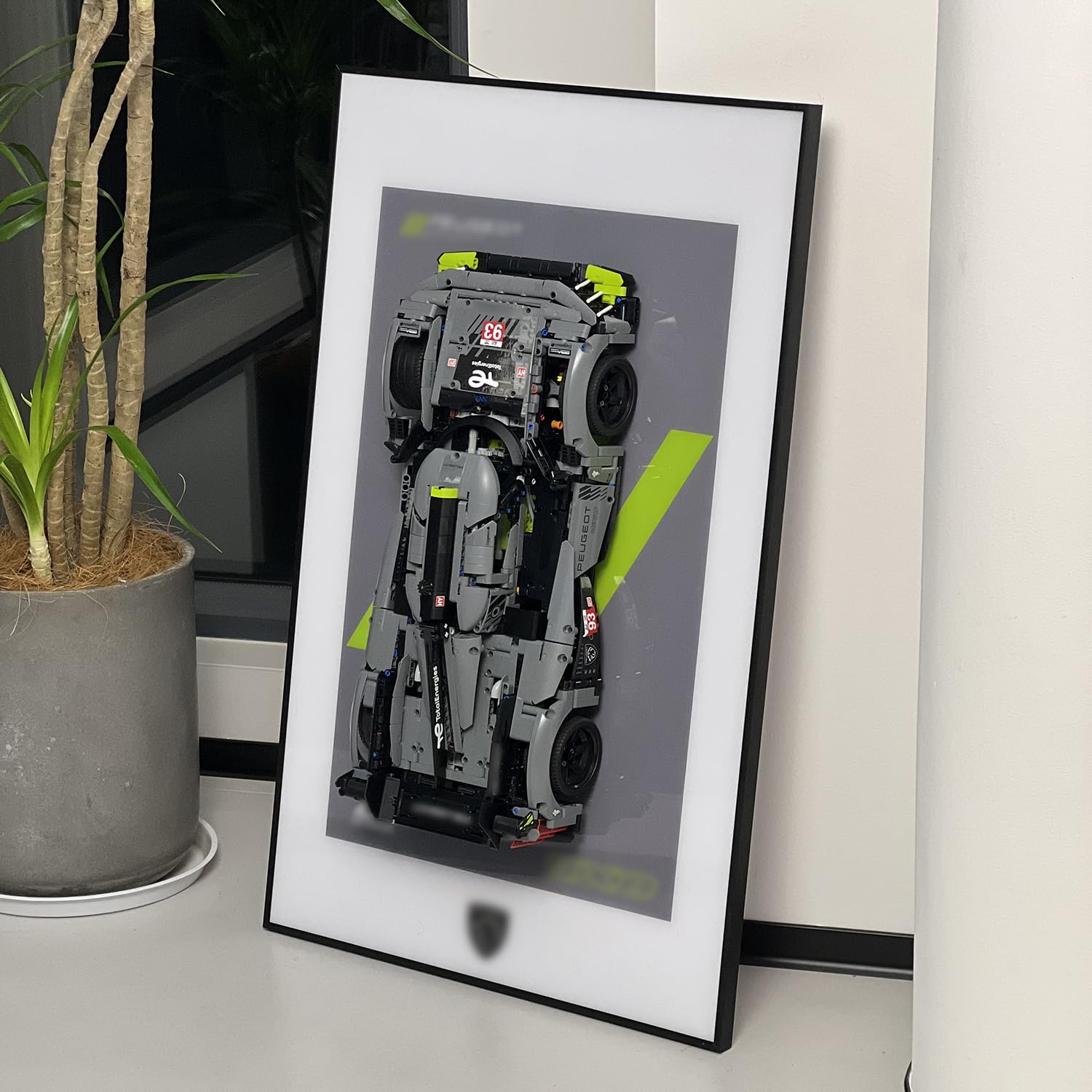 LEGO Technic Peugeot 9X8 24H Hypercar 42156 Display Wallboard - Premium Adult Collectible Wall Mount for Home or Office Décor - Perfect for LEGO Enthusiasts and Car Lovers (No Car Included) - Ideal for Showcasing Your LEGO Collection in Living Rooms, Game Rooms, or Offices