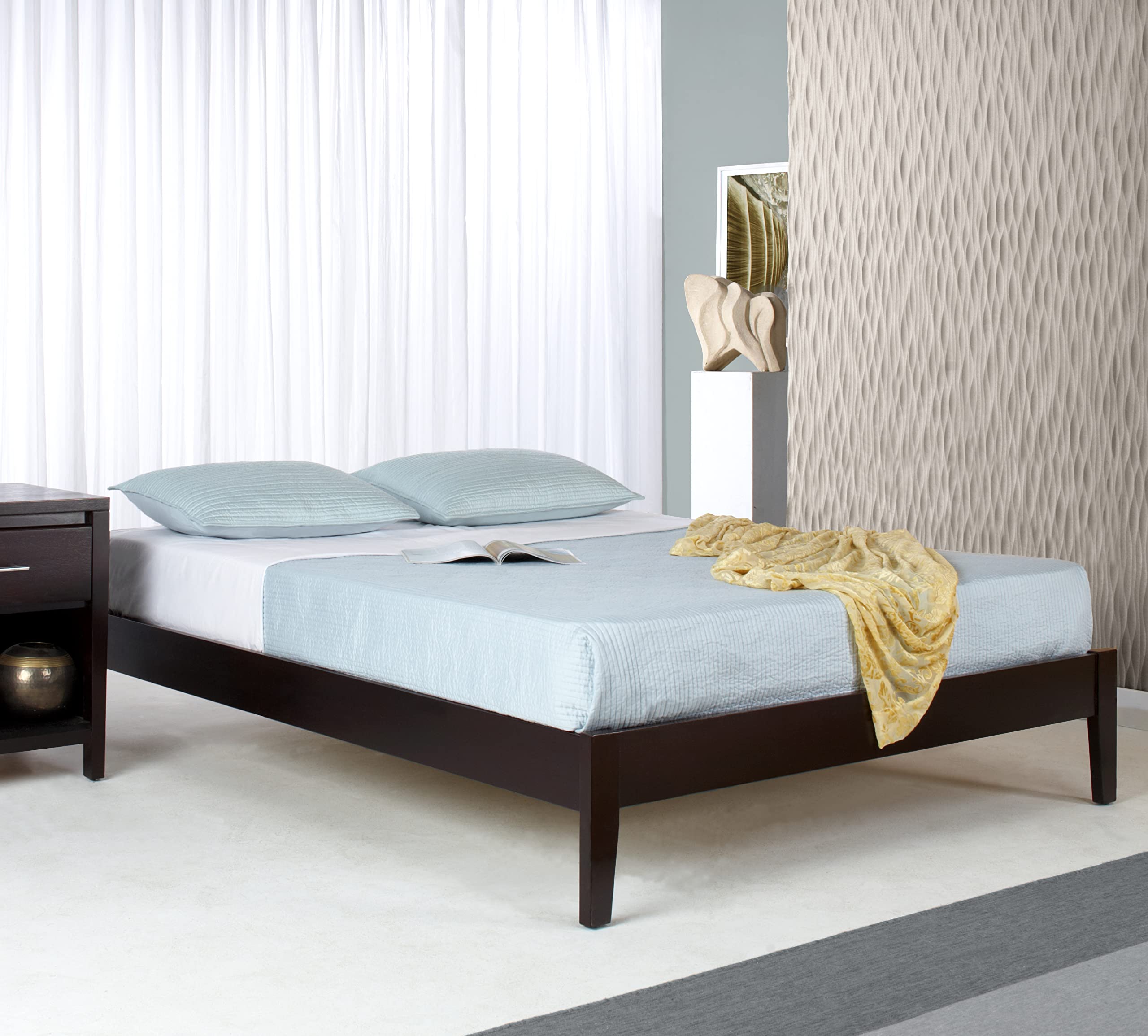Modus Solid Wood Platform Bed Frame - Full Size, Espresso Finish, Simple Nevis Design | Sturdy & Durable for Modern Bedroom Decor | Perfect for Master Bedrooms, Guest Rooms & Apartments