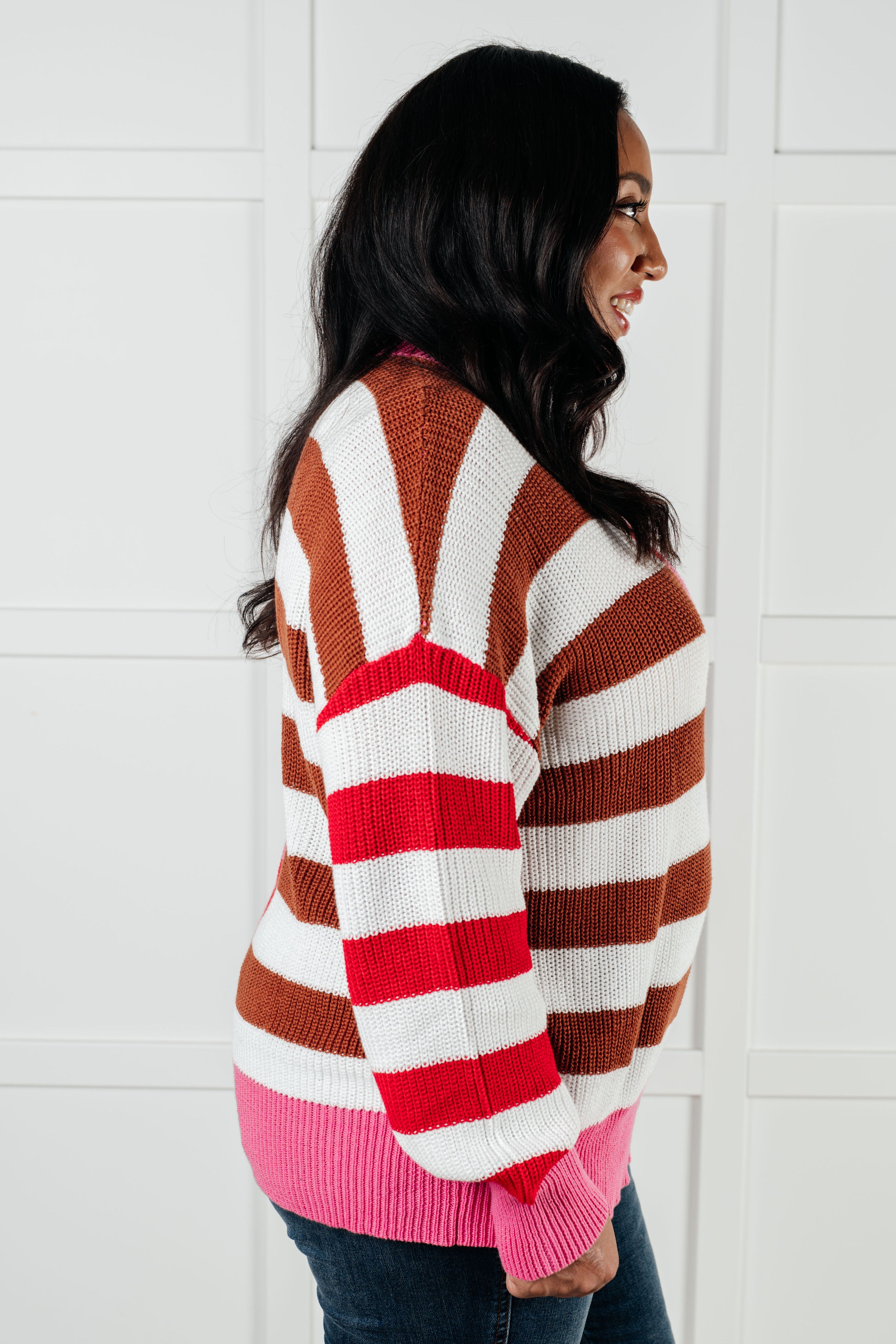 Stylish Color Blocked Stripe Sweater for Women | Trendy Knit Pullover | Perfect for Fall Fashion, Casual Outfits & Office Wear