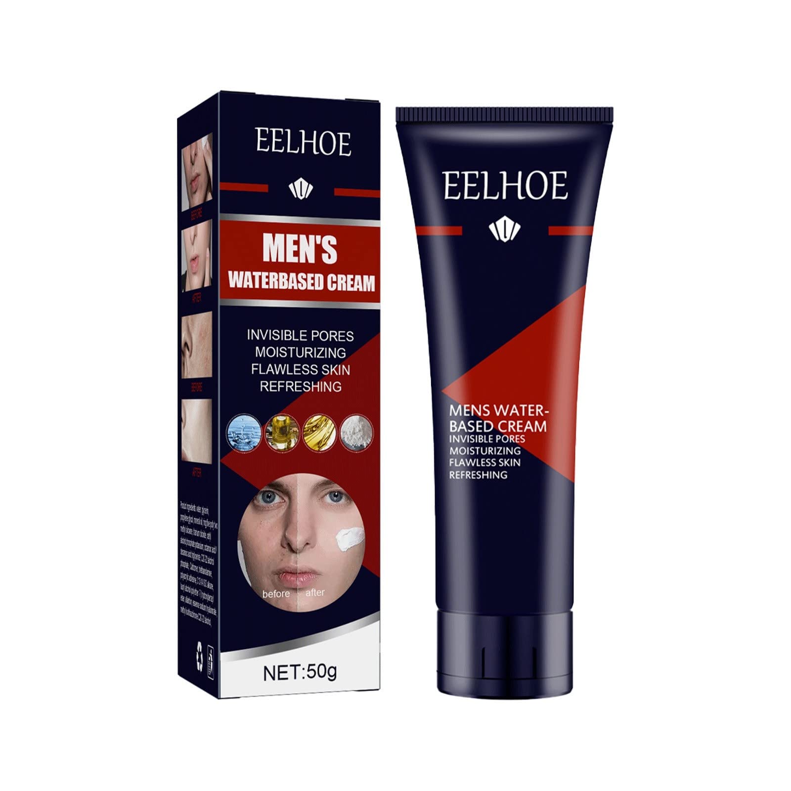 Men's Jawline Cream - Oil Control, Waterproof Concealer for Acne Marks & Natural Nude Makeup Foundation - Skin Brightening & Nourishing Lotion (Dark Blue) - Perfect for Daily Grooming, Date Nights & Professional Look