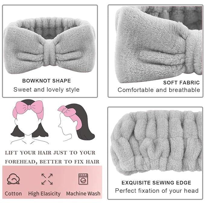Sunshine Enterprise Women's Spa Headband & Wrist Bands Set for Makeup, Face Wash & Skincare - Soft & Absorbent Hair Accessories for Beauty Routine, Yoga & Relaxation