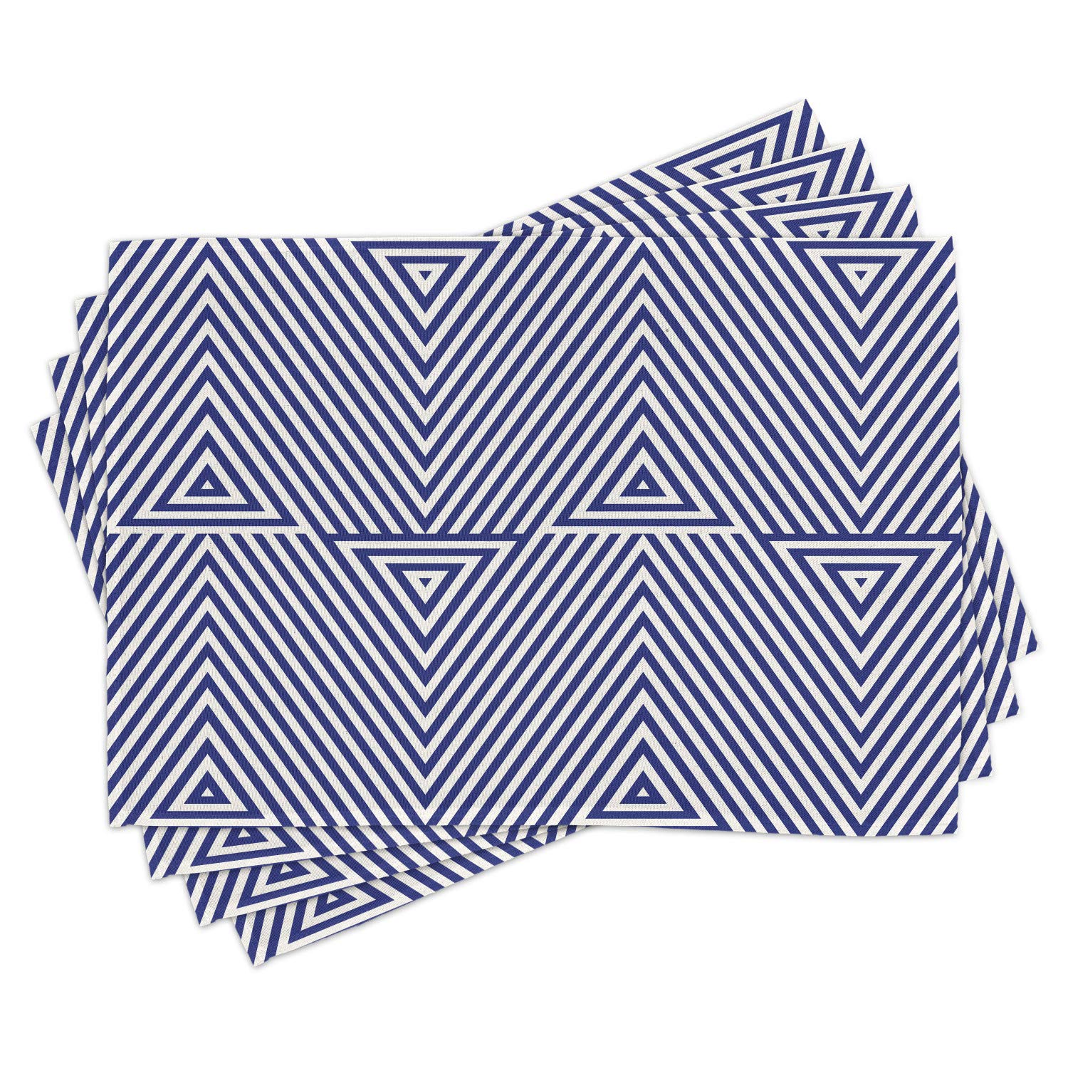 Ambesonne Navy Blue Place Mats Set of 4 - Geometric Triangle Striped Design Washable Fabric Table Mats for Dining Room & Kitchen Decor (Dark Blue/White) | Perfect for Dinner Parties, Holiday Gatherings & Everyday Use