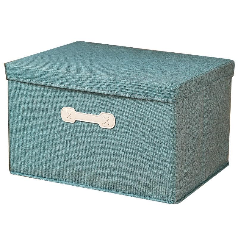 Organic Cotton & Linen Fabric Storage Basket with Lid - Foldable, Washable Clothes Organizer for Wardrobe, Nursery, Laundry Room | Multi-Purpose Home Storage Solution for Toys, Blankets & Accessories