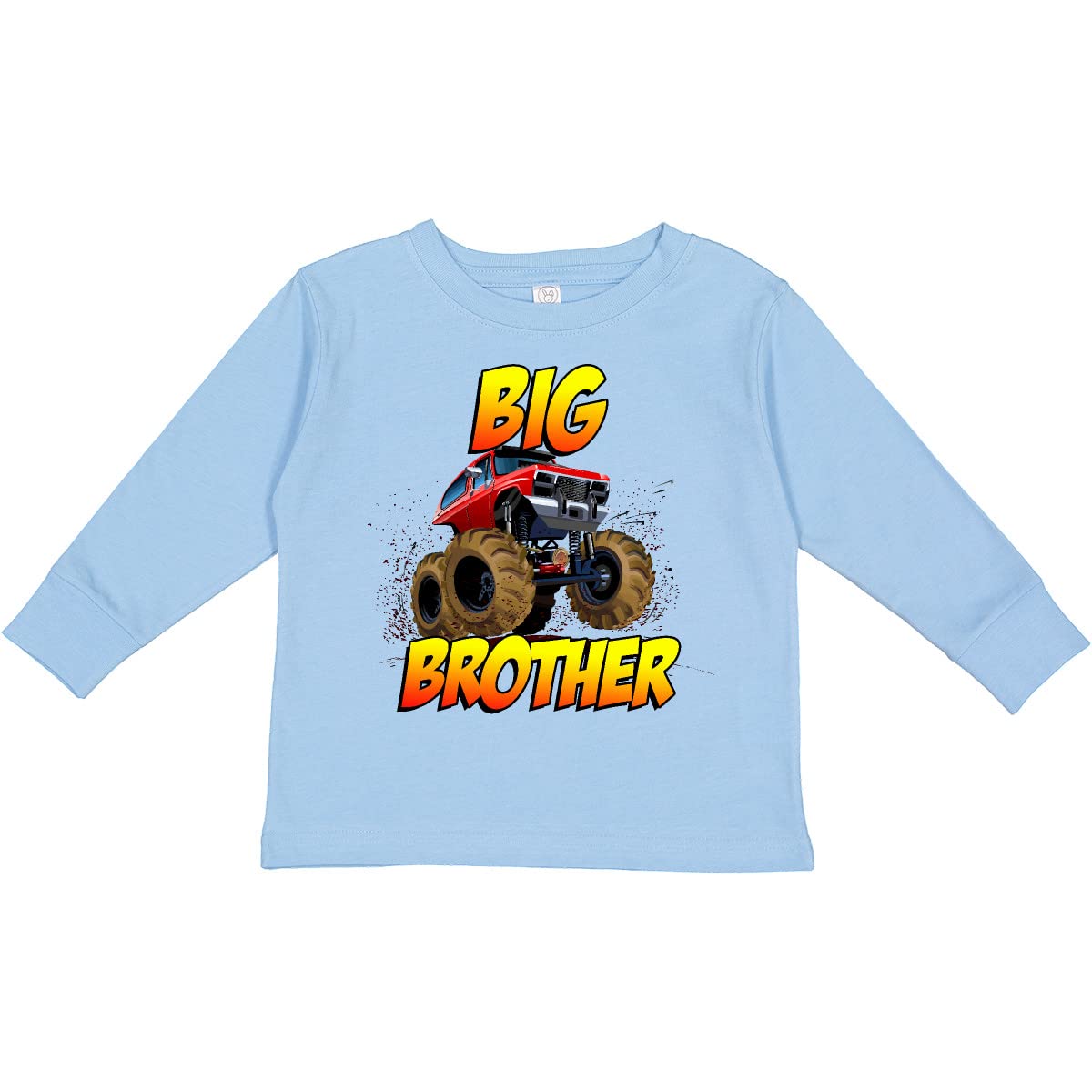 Inktastic Big Brother Monster Truck Toddler Long Sleeve T-Shirt - Cute Boys' Graphic Tee for Siblings, Playdates & Family Outings