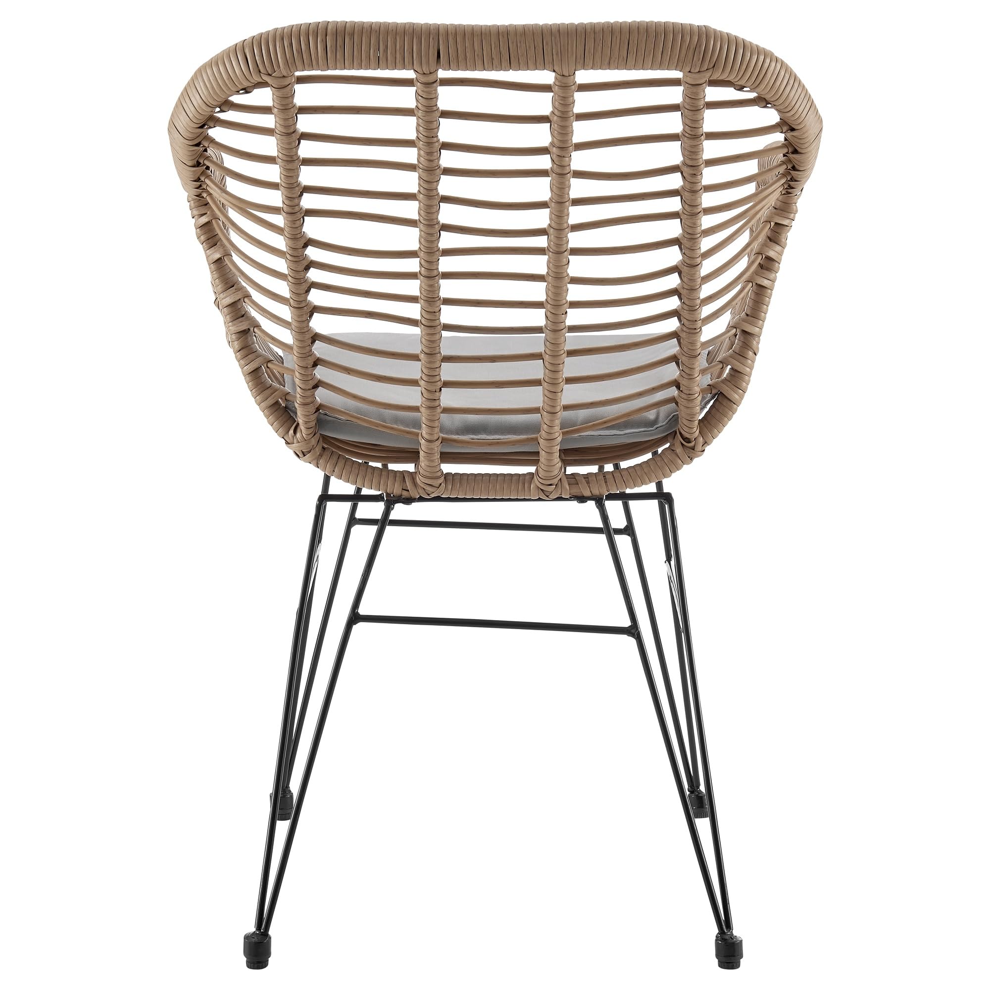 Antibes 3-Piece Patio Conversation Set with Cushions - Steel Frame Wrapped in Rattan, 2 Armchairs & Tempered Glass End Table - Grey Outdoor Furniture for Garden, Backyard, and Poolside Relaxation