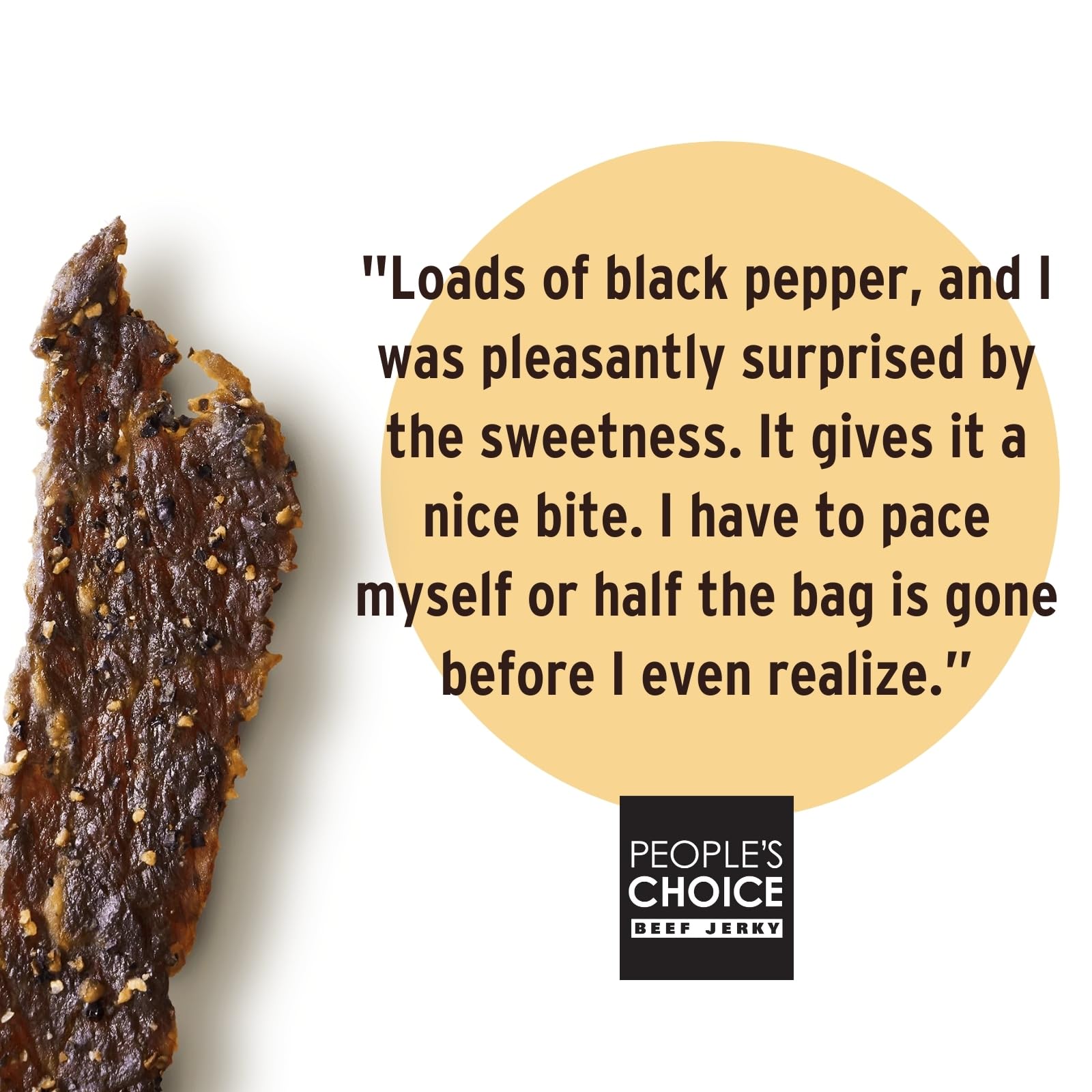 Premium Cowboy Peppered Beef Jerky - 1 Pound (16 oz) | High Protein, Low Sodium Healthy Snack | Perfect for Camping, Backpacking & Road Trips | People's Choice Tasting Kitchen | Gluten-Free, Keto-Friendly Dried Meat Snack
