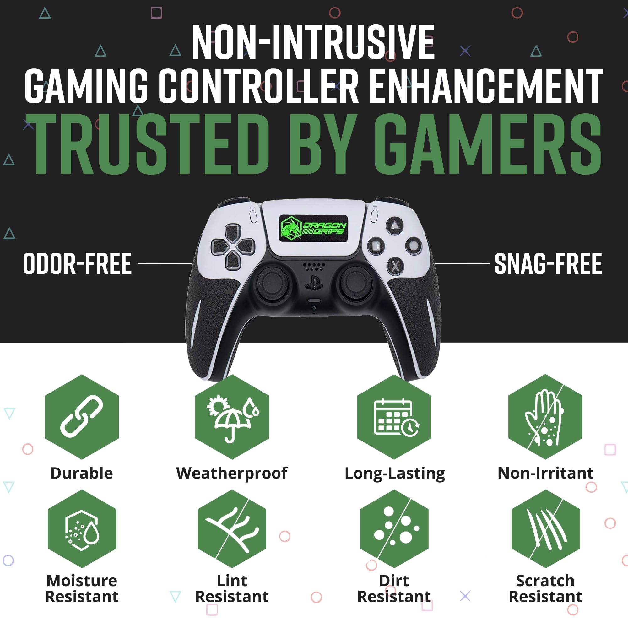 Premium PS5 Controller Grip Set - 22-Piece Black Non-Slip Rubber Gaming Grip Stickers for Enhanced Control | Perfect Fit for Handles, Triggers & D-Pad | Sweat-Resistant Textured Design (2-Pack) | Ideal for Competitive Gaming, Long Sessions & Improved PS5 Gameplay