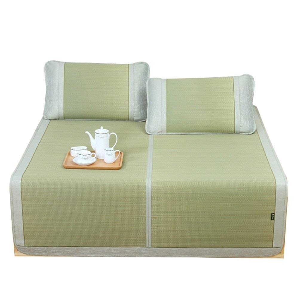 Natural Bamboo Sleeping Mat - Breathable Summer Bed Mat with Rattan Weave, Foldable Straw Mattress Topper (1.5×1.95m) for Cool Comfort - Perfect for Hot Weather, Outdoor Camping & Guest Bedding