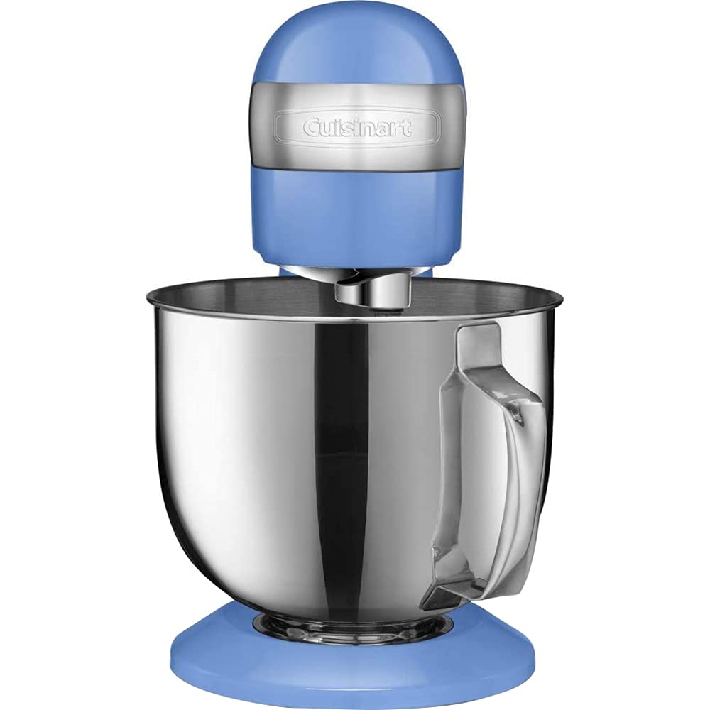 Cuisinart SM-50BL 5.5-Quart Stand Mixer - Powerful 500W Electric Kitchen Mixer with Dough Hook, Whisk & Flat Beater - Blue (Includes 1 Year CPS Protection Plan) - Perfect for Baking Bread, Cookies, Cakes & More