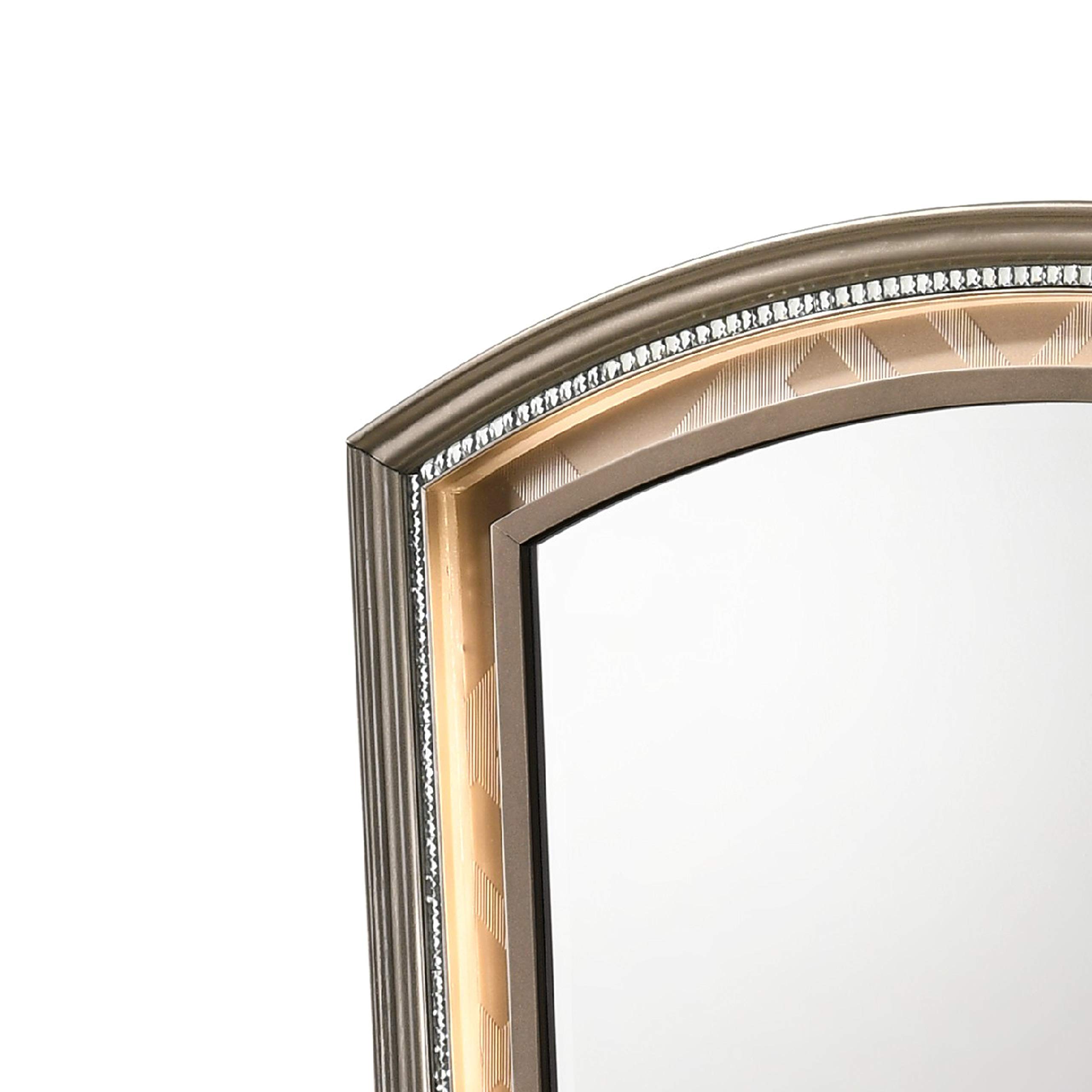 Benjara Transitional Wooden Arch Top Mirror with Molded Details - Gold Finish Wall Mirror for Living Room, Bedroom, or Entryway Decor