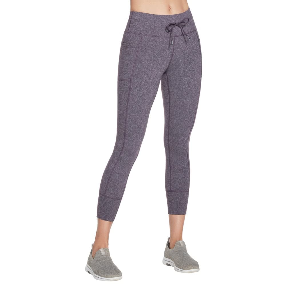 Skechers Women's GoFlex Luxe Jogging Leggings with Comfort Technology - Purple & White - Size L - Perfect for Running, Yoga & Casual Wear