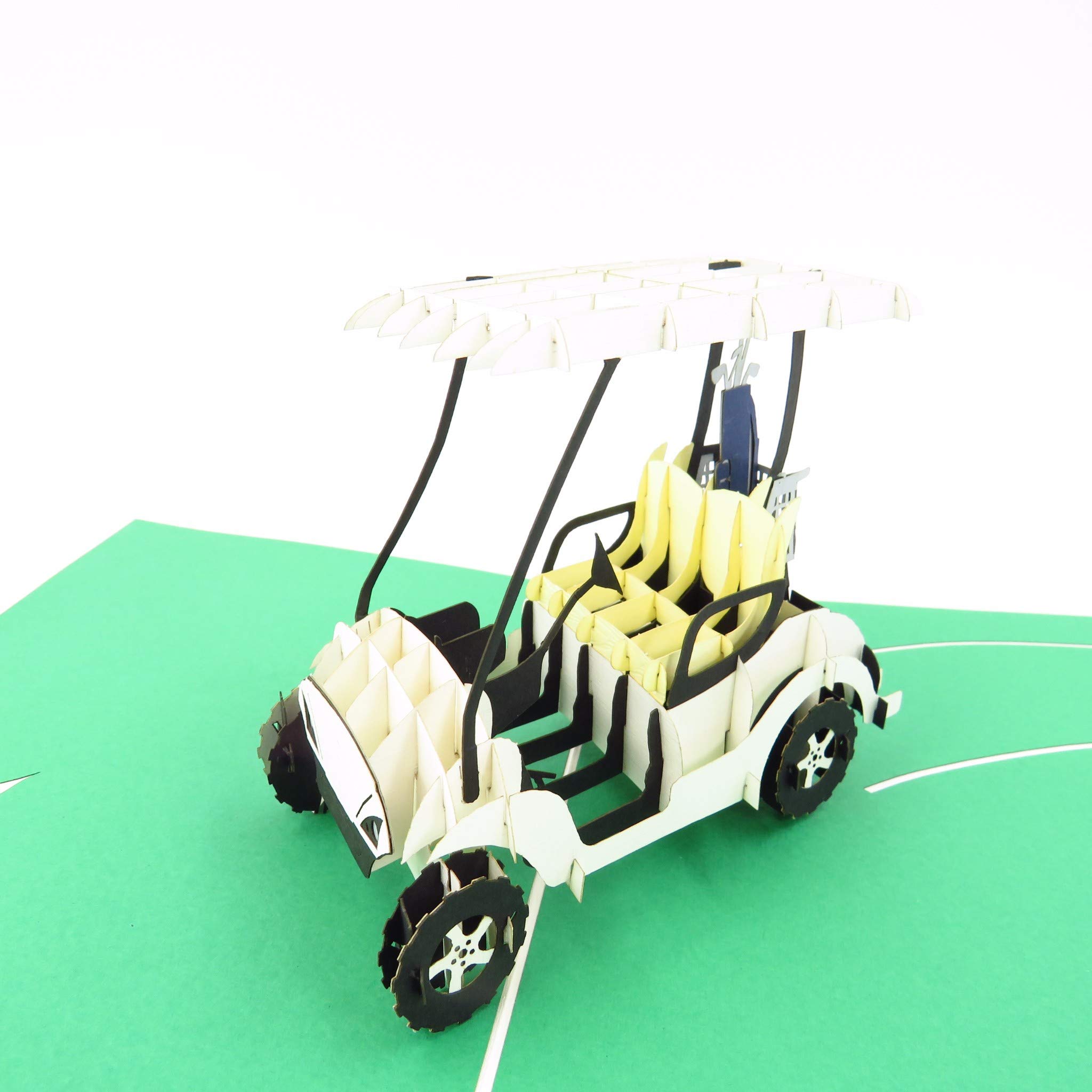 3D Pop-Up Golf Cart Greeting Card - Retirement, Birthday, Father's Day Card for Golf Lovers | Unique Golf Gifts for Men & Golfer Fans | Perfect for Celebrations & Special Occasions (Dark Green)