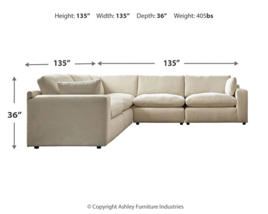 Elyza 5-Piece Linen Sectional Sofa Set - Modern Living Room Furniture for Comfortable Home & Lounge Relaxation