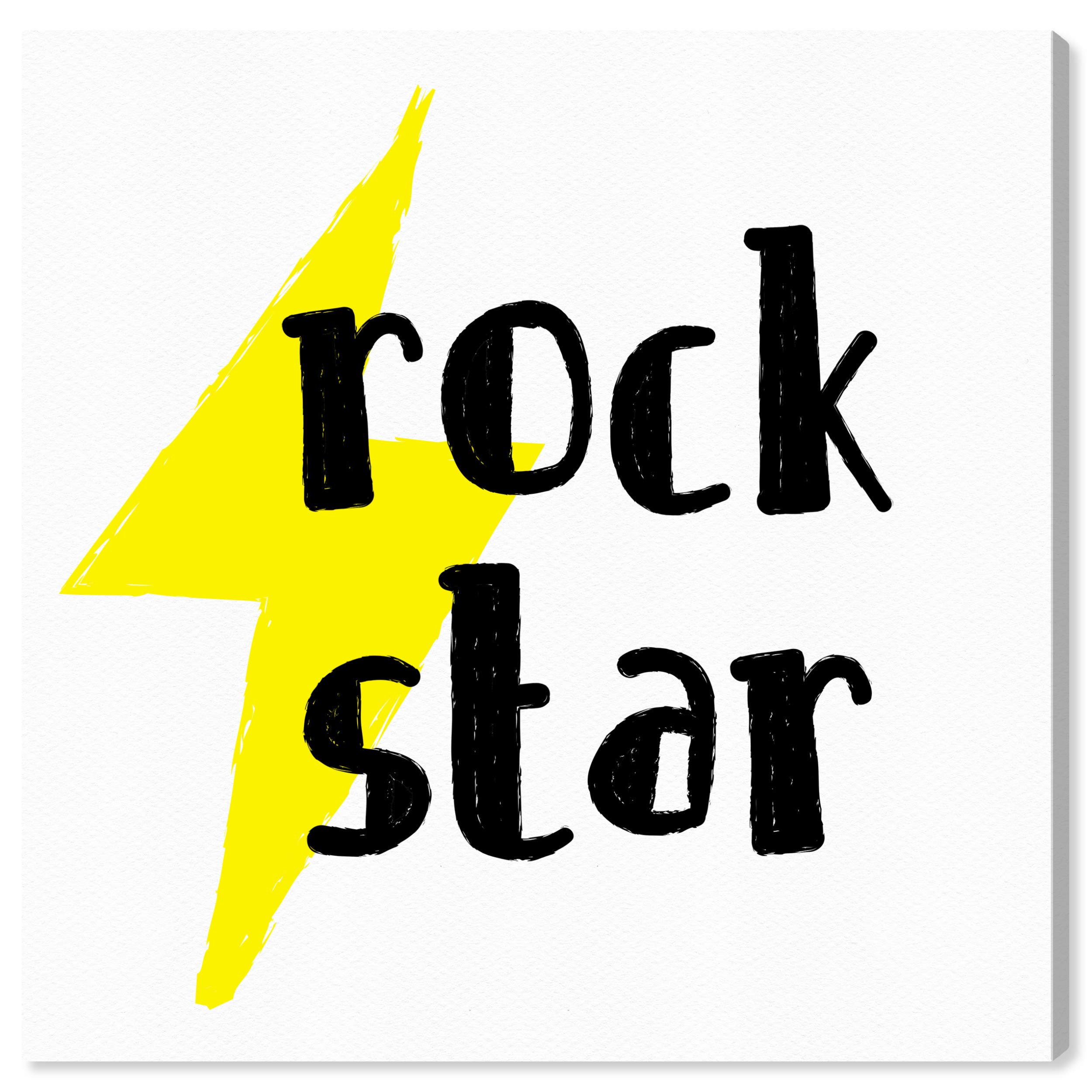 Rock Star Typography Wall Art Canvas Print - 24x24 Inch Black & White Quote Poster for Home & Office Decor | Motivational Artwork for Living Room, Bedroom, or Workspace