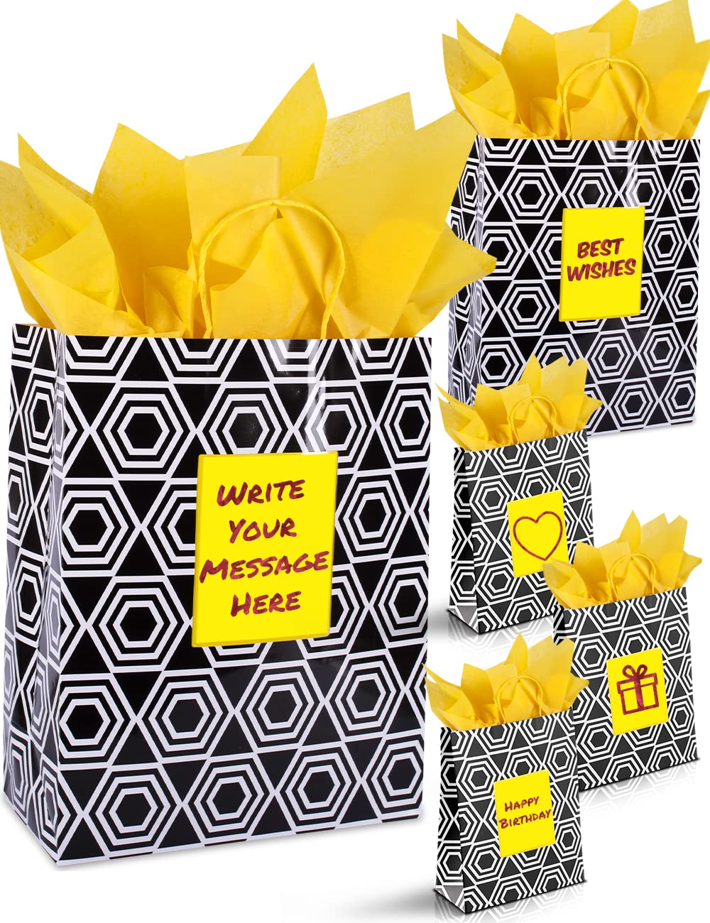 5 Pack Purple Ladybug Gift Bags Set - 2 Large & 3 Medium Party Favor Bags with Customizable Message Panel - Perfect for Father's Day Gifts, Baby Shower Favors, Birthday Presents & Special Occasions