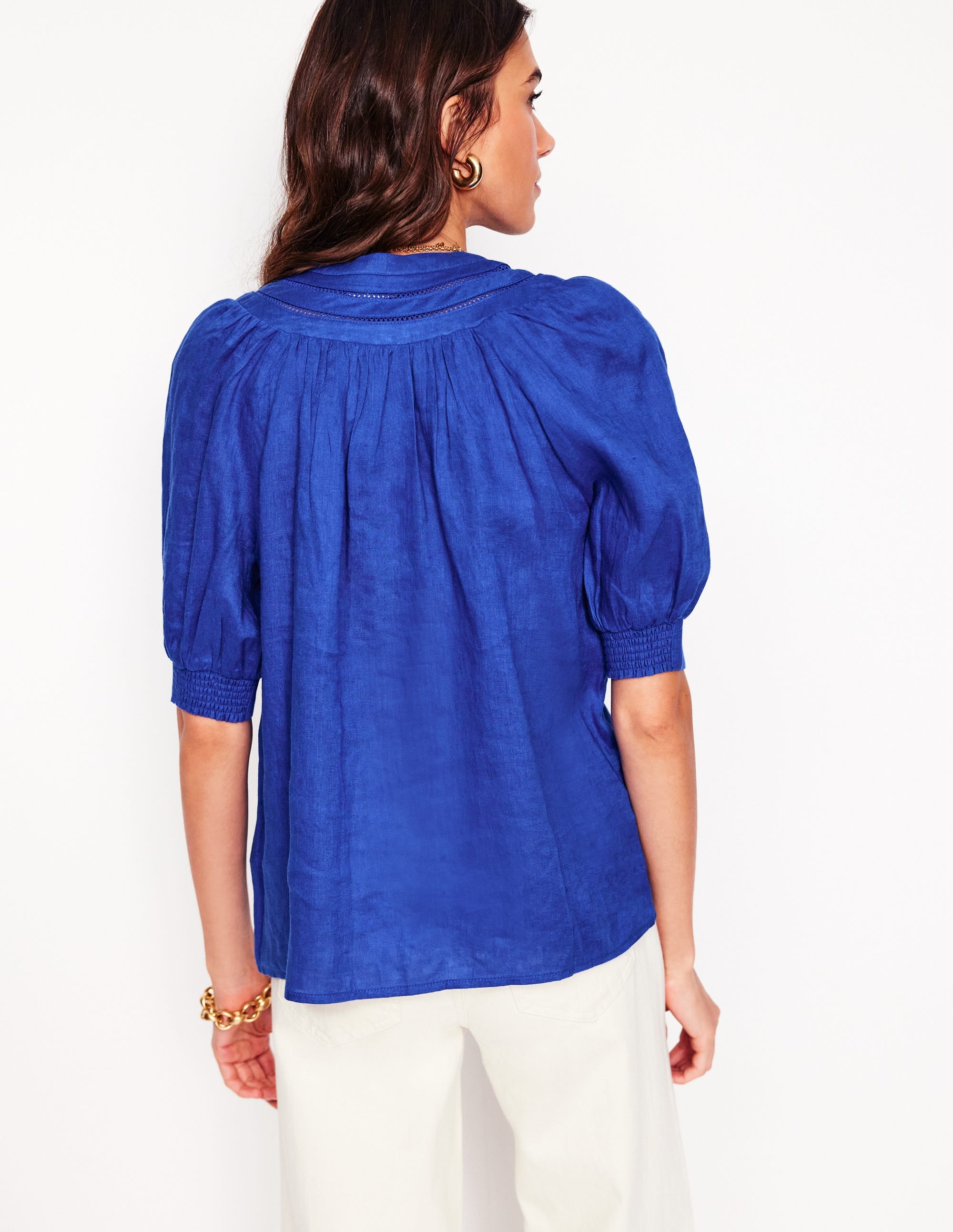 Bea Linen Top for Women - Soft Breathable Light Blue Summer Blouse - Perfect for Beach Vacation & Casual Outings