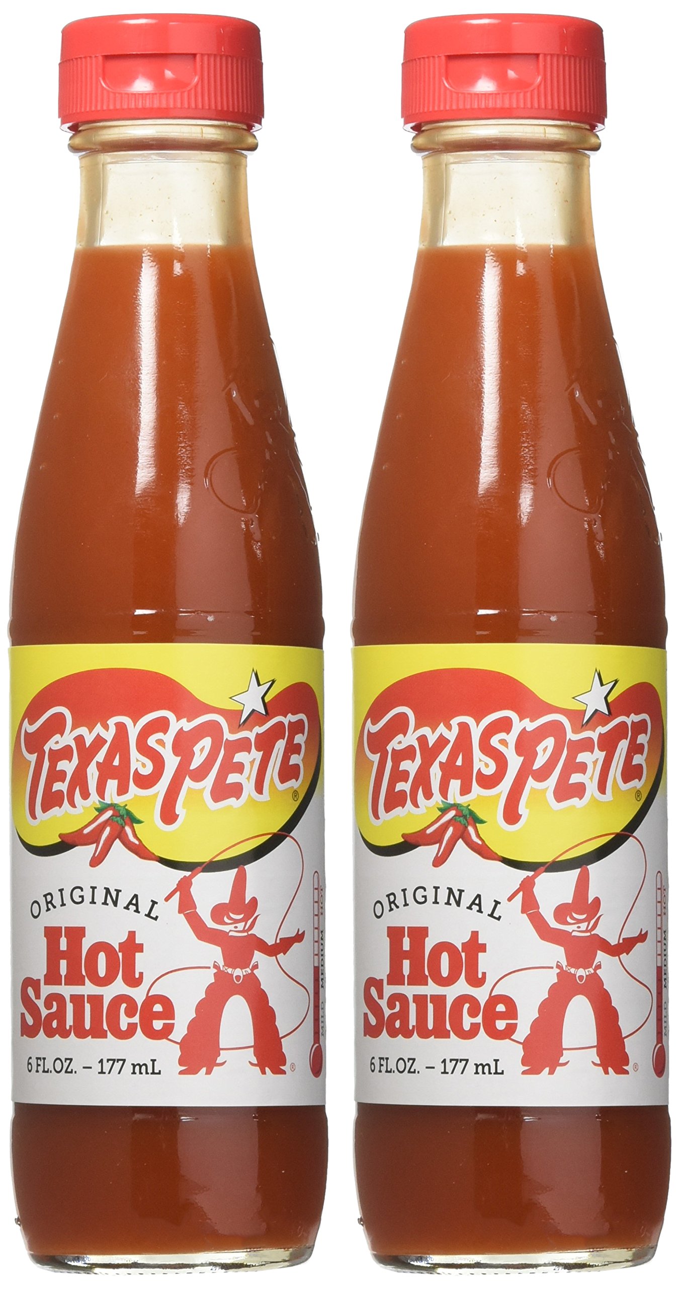 Texas Pete Original Hot Sauce - 6oz Bottle (Pack of 2) | Hot & Spicy Pepper Sauce for Wings, Tacos, Burgers & BBQ | Perfect for Cooking, Grilling & Gifting