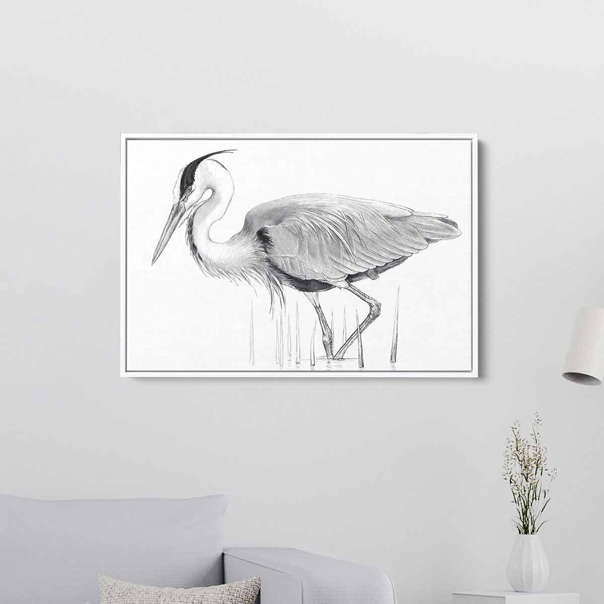 Grey Flamingo Wall Art Canvas Print - Modern Tropical Home Decor for Living Room, Bedroom & Office (Style 7557)