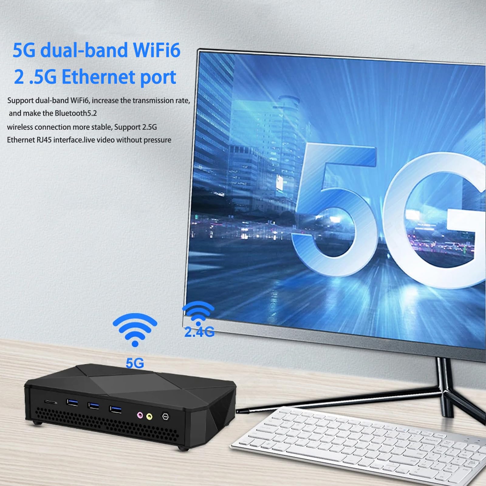Tuofudun Mini PC Ryzen 7 5800H 8-Core Barebone System for Home Office