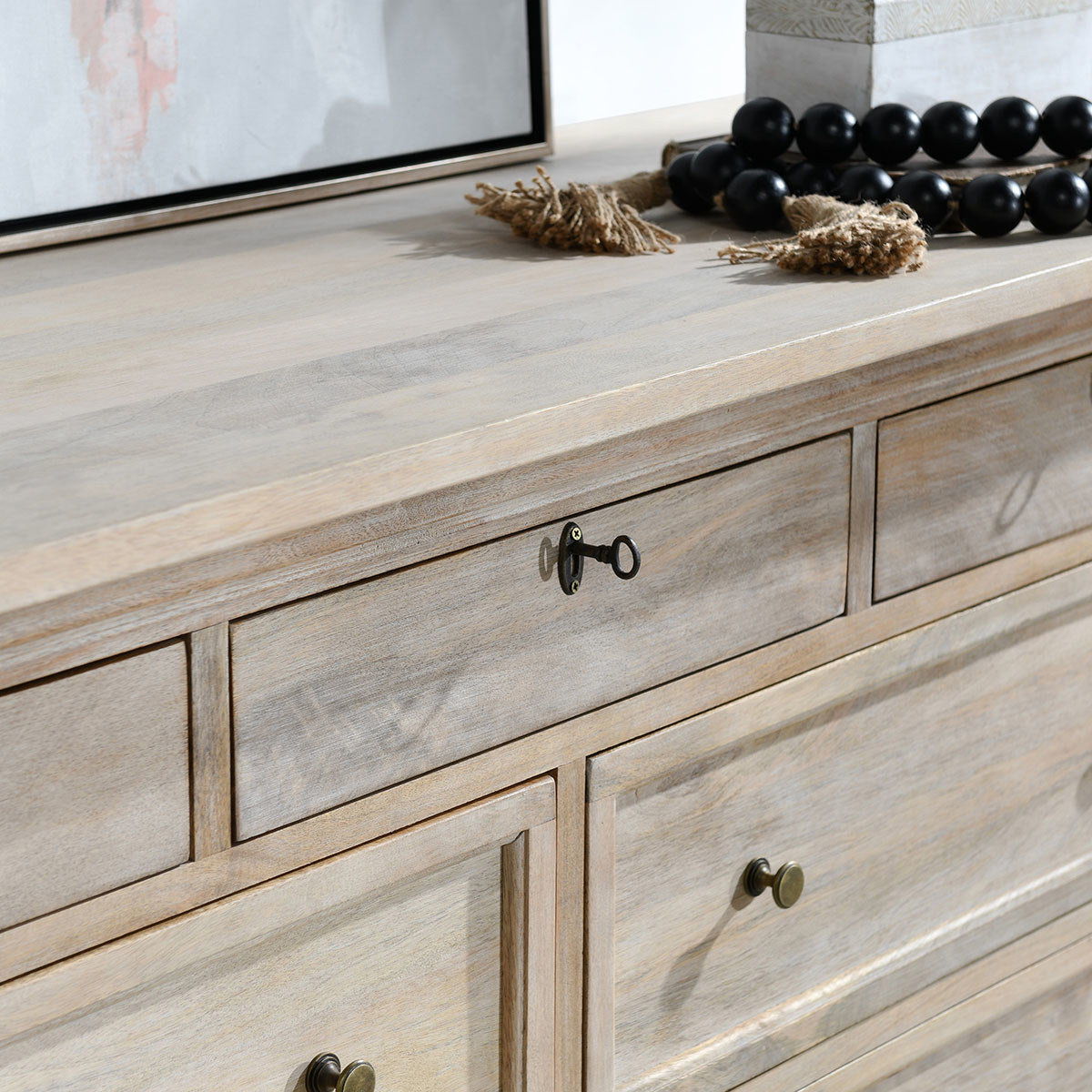 Adelaide 9-Drawer Dresser in Natural White - Stylish Wooden Chest for Bedroom, Living Room & Office Storage