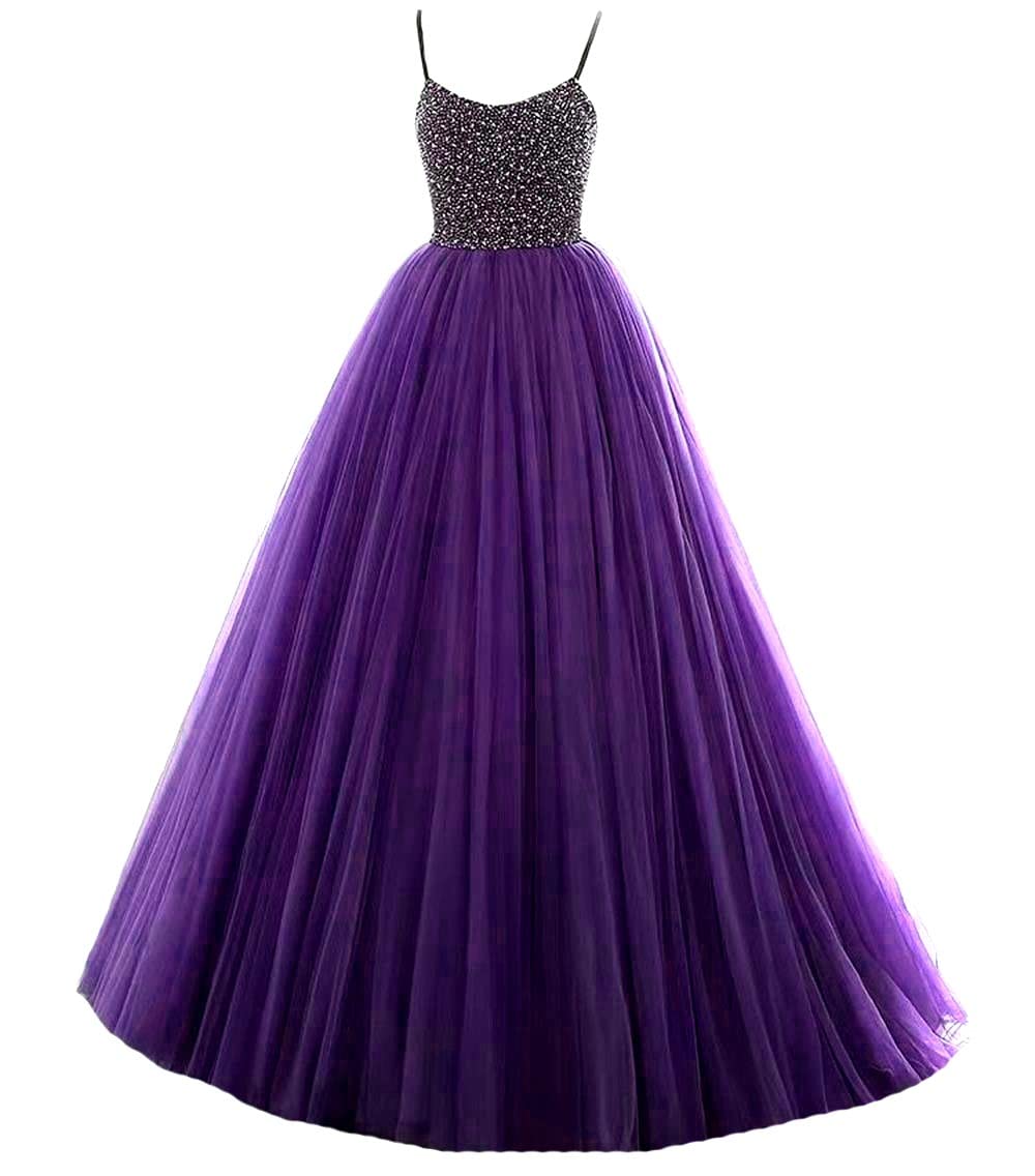 Elegant Women's Spaghetti Strap Evening Dress - Long A-Line Tulle Gown for Wedding, Prom & Party | Perfect for Formal Events & Special Occasions