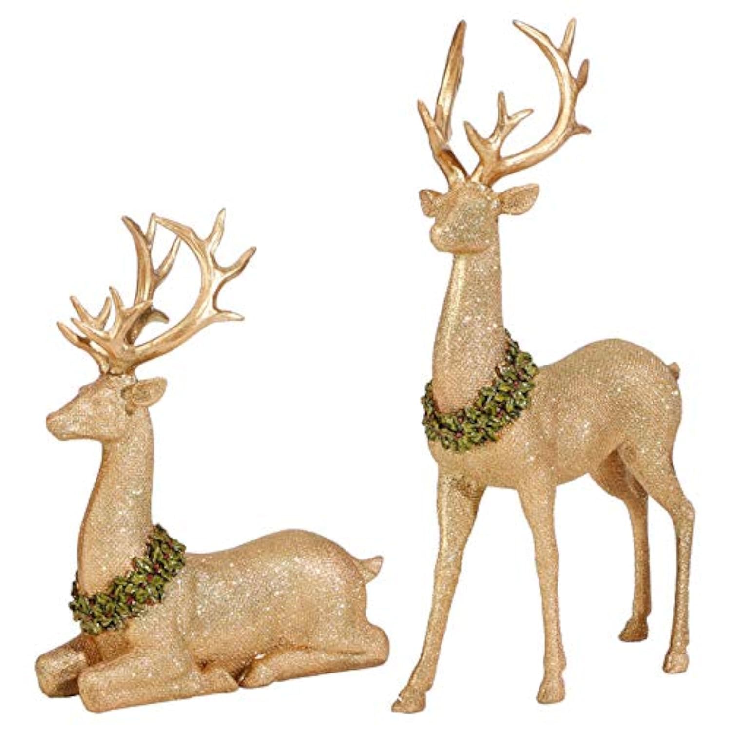 Gold Reindeer Christmas Decorations - Elegant Deer Figurines for Holiday Home Decor, Indoor Xmas Tree Ornaments & Festive Table Centerpieces | Perfect for Mantel Displays, Gift Exchanges & Winter Wonderland Themes