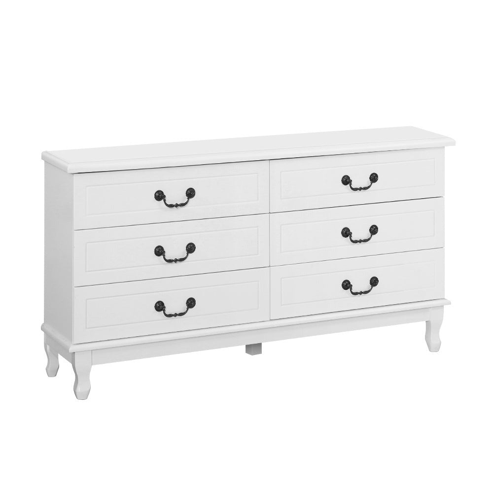 White KUBI 5-Drawer Chest Dresser - Lowboy Storage Cabinet for Bedroom, Living Room & Office - Compact & Stylish Furniture for Small Spaces