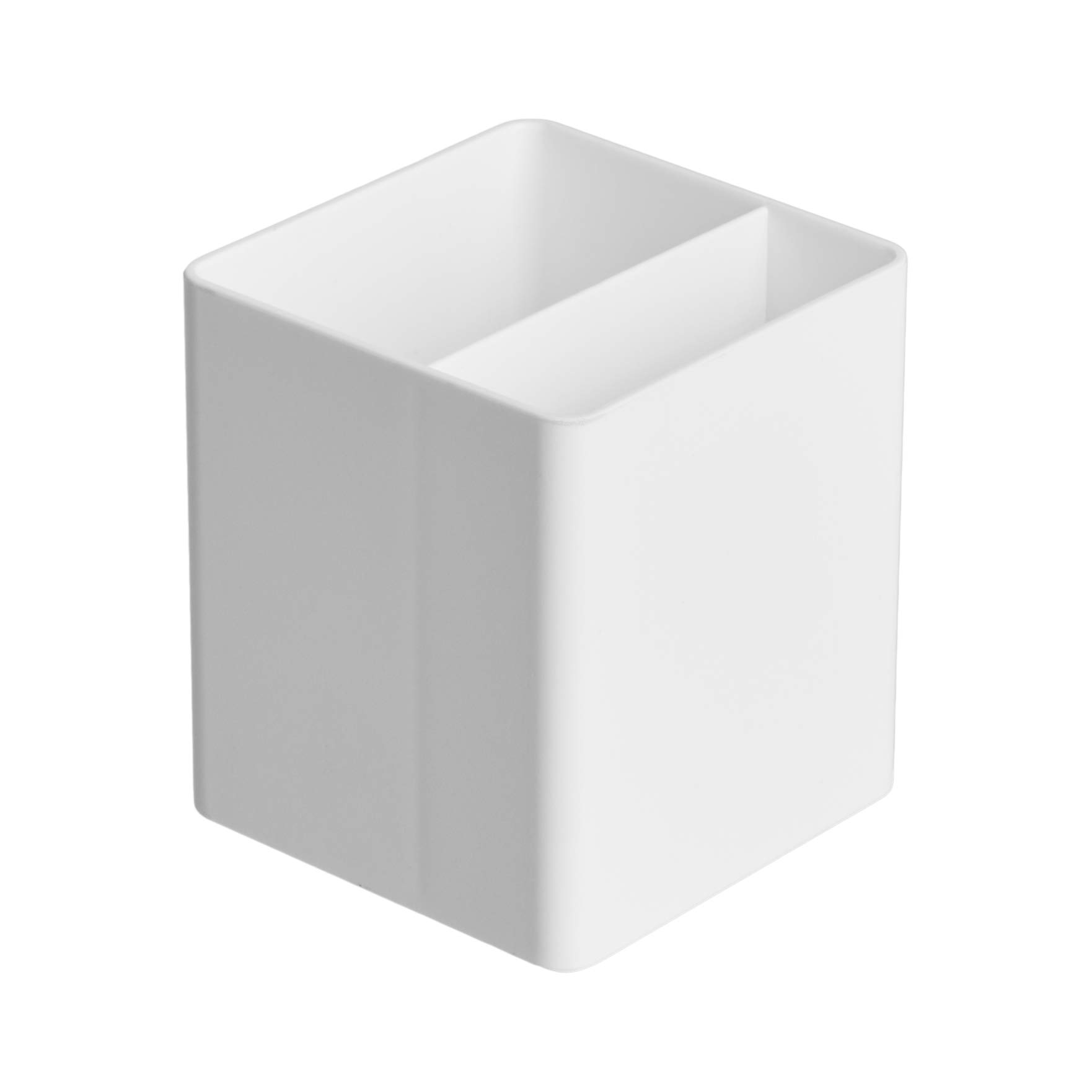 Amazon Basics Plastic Desk Organizer - White Pen & Pencil Holder for Office, School, or Home - Perfect for Organizing Writing Utensils on Desks, Countertops, and Workstations