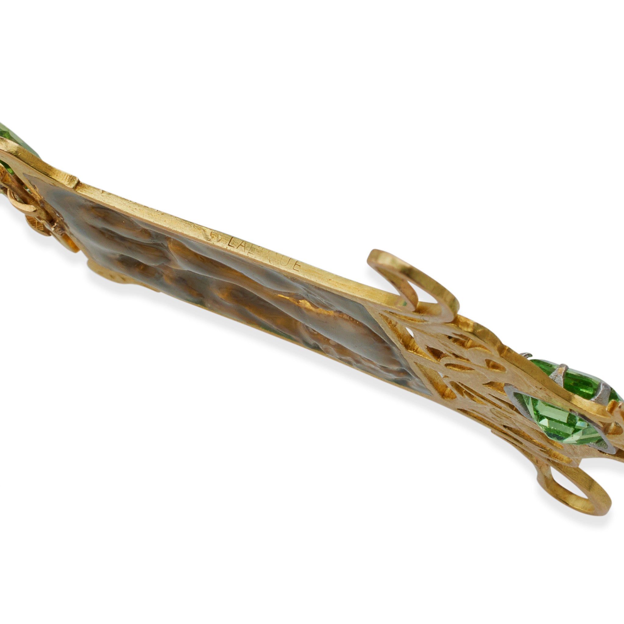 Rare René Lalique 18K Gold Peridot & Enamel Dancing Figures Pendant Necklace - Vintage Art Nouveau Jewelry for Special Occasions & Gift Giving