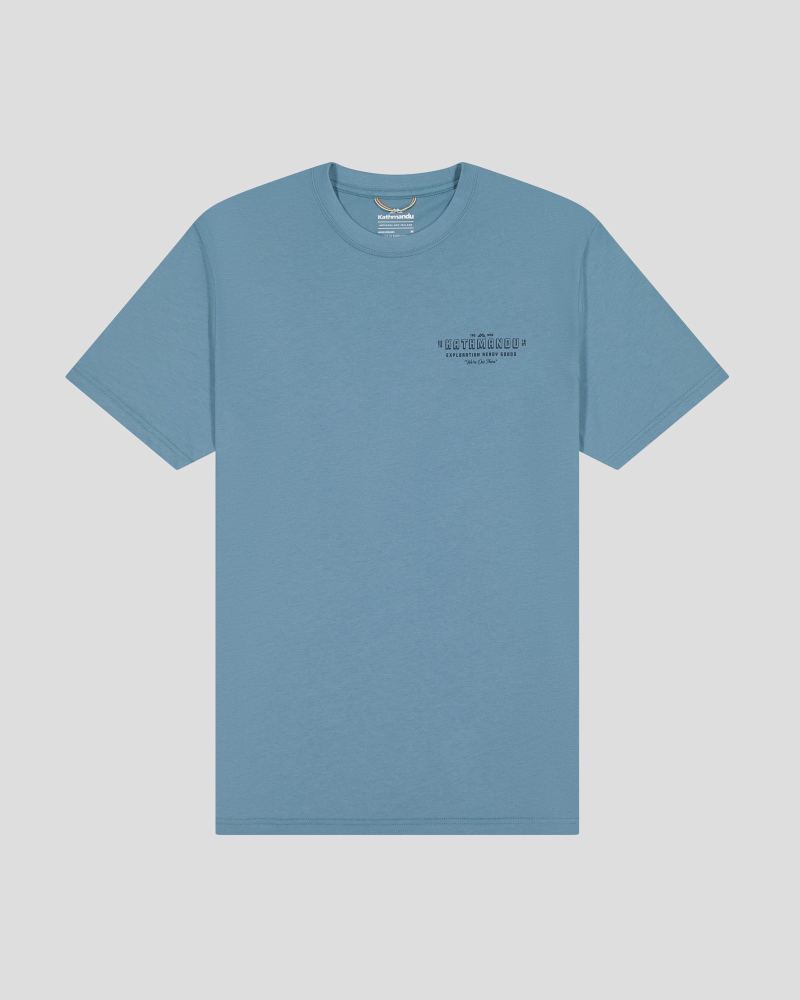 Men's Organic Cotton Exploration T-Shirt - Washed Blue for Outdoor Adventures & Casual Wear