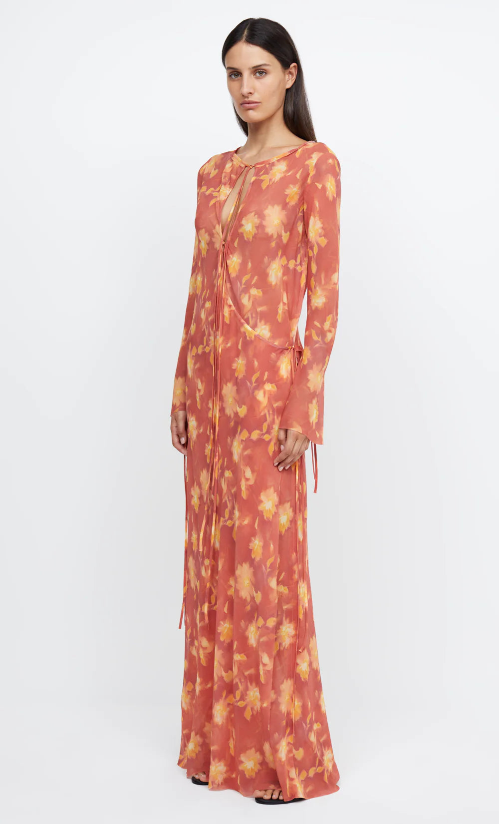 AZALEA WRAP LONG SLEEVE MAXI DRESS for Women - Flowy Boho Summer Beach Dress with Side Slits - Perfect for Vacations, Weddings & Date Nights
