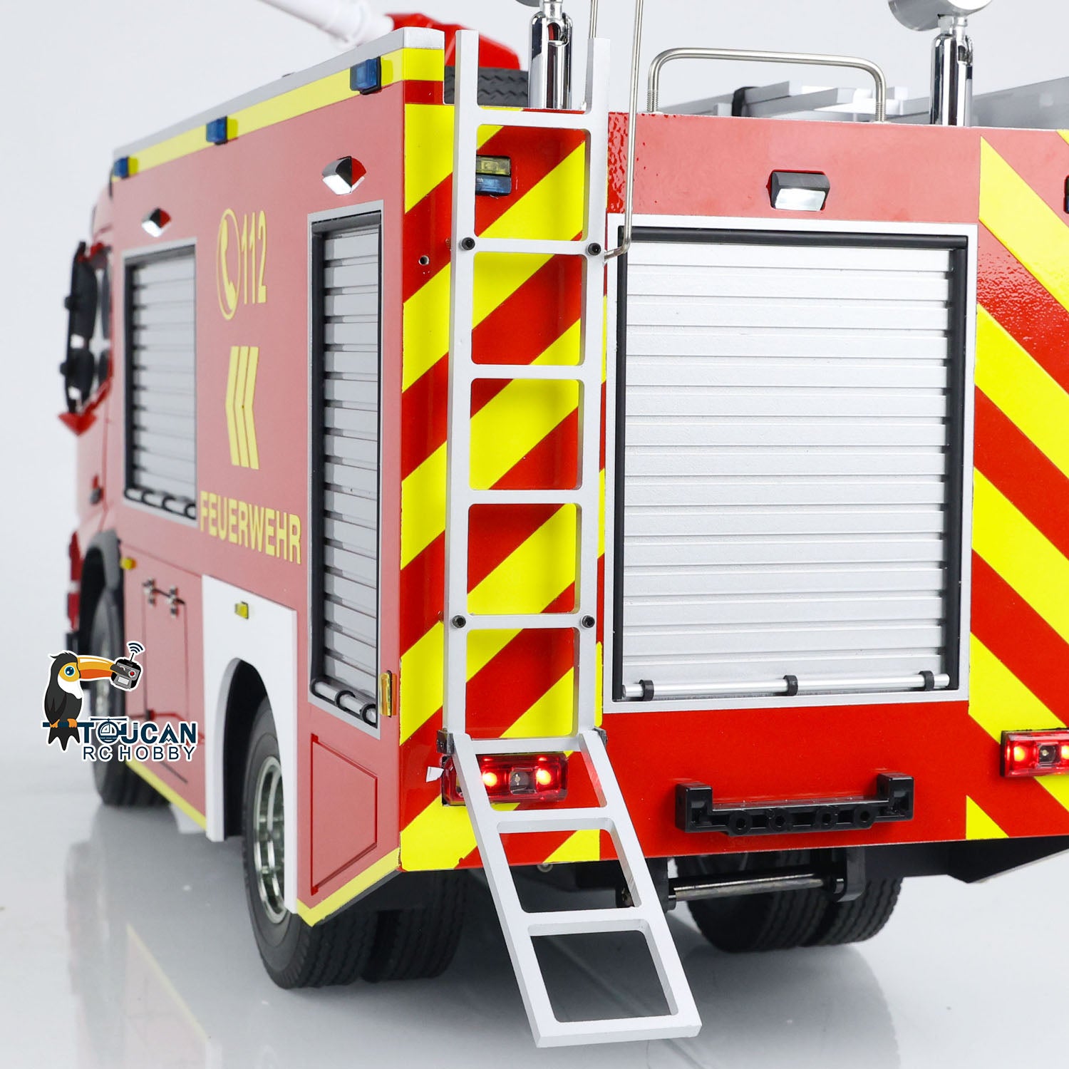 1/14 Scale 4x2 RC Fire Truck with 2-Speed Transmission - Pre-Assembled & Painted - FlySky ST8 Remote Control - Perfect for Firefighting Simulation & RC Car Enthusiasts