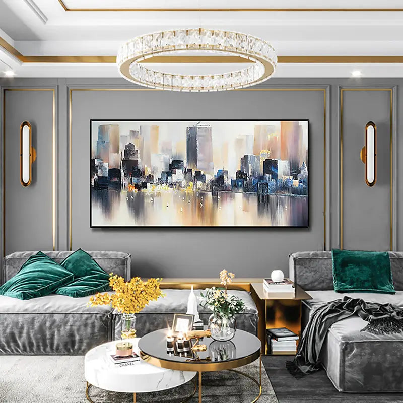 Urban Landscape Painting #UL 005 - Modern Wall Art for Living Room, Bedroom & Office Decor - Handmade Canvas Artwork