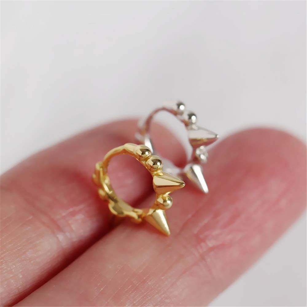 Punk Ball Bead Spikes Stud Small Hoop Earrings for Women & Teens - 925 Sterling Silver Mini Dot Charms Huggie Hoops Cuff Cartilage Stud Tragus Helix Wrap Earrings - Rock Fashion Jewelry for Daily Wear, Parties & Gifts