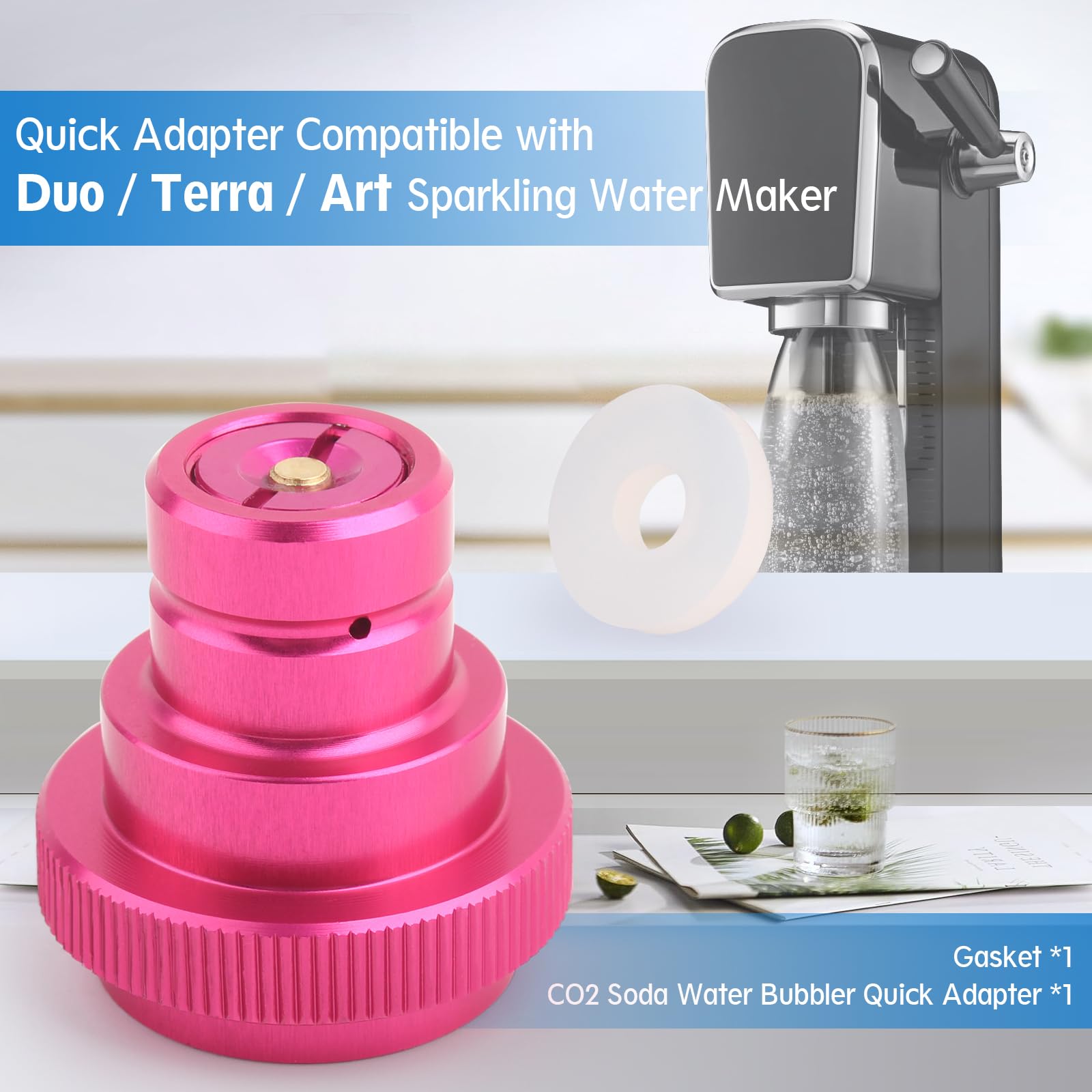 CO2 Quick Adapter for SodaStream & Terra Art DUO Sparkling Water Maker | Replacement CO2 Tank Refill Adapter Accessory | Perfect for Home Carbonation & DIY Sparkling Water Drinks