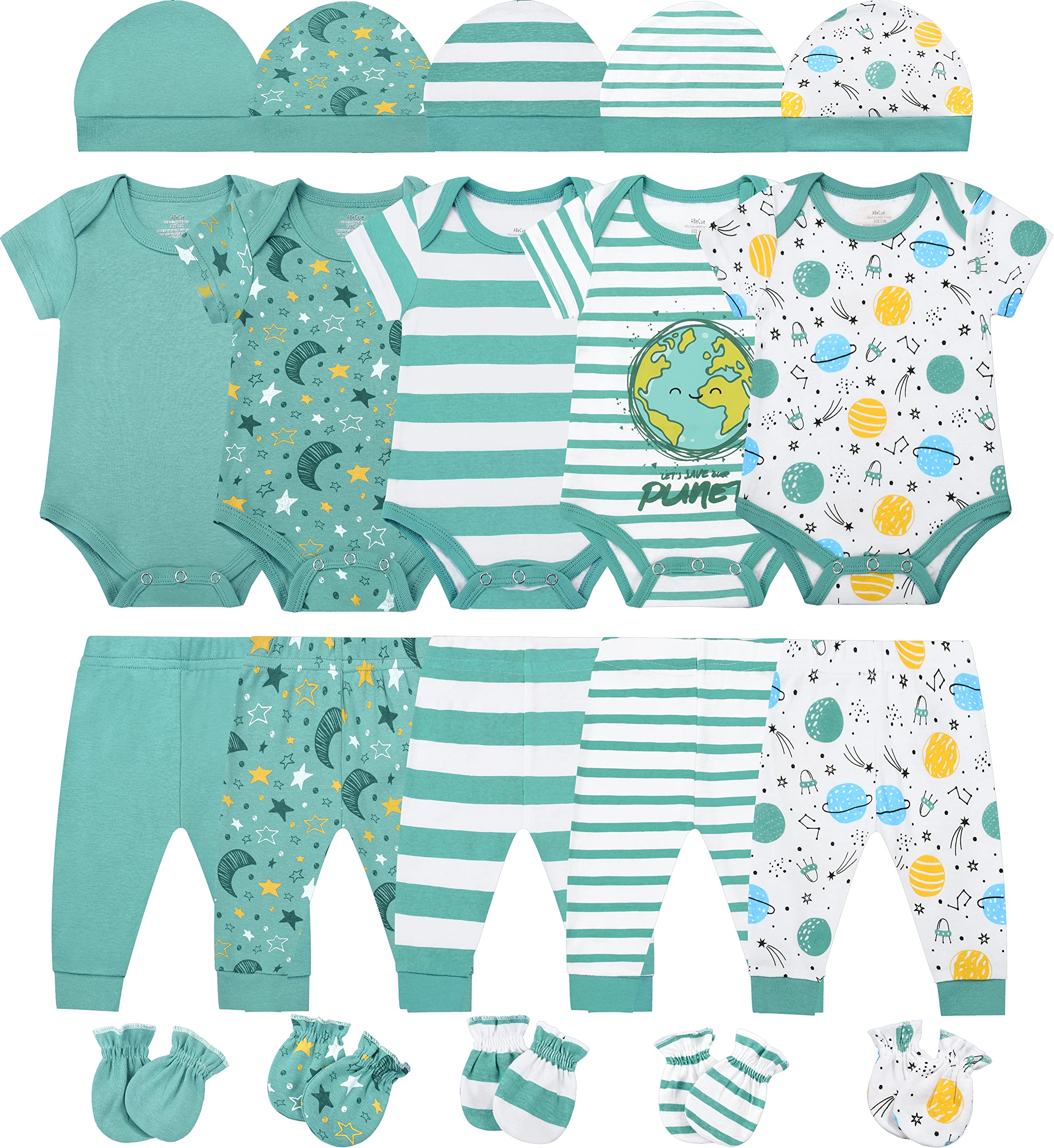 ABeCue 20-Piece Baby Layette Essentials Set - Newborn Boy & Girl Clothing Gift Pack | Perfect for Shower Gifts, Hospital Coming Home Outfits & First Year Wardrobe