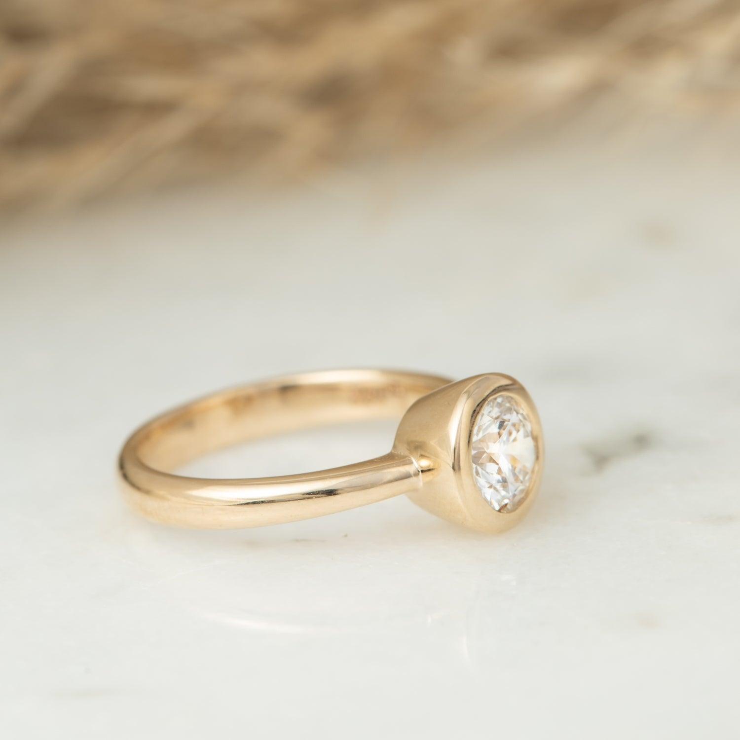 Yevheniia Round Diamond Ring - Elegant 14K Gold Solitaire Engagement Ring for Women | Perfect for Proposals, Anniversaries & Special Occasions