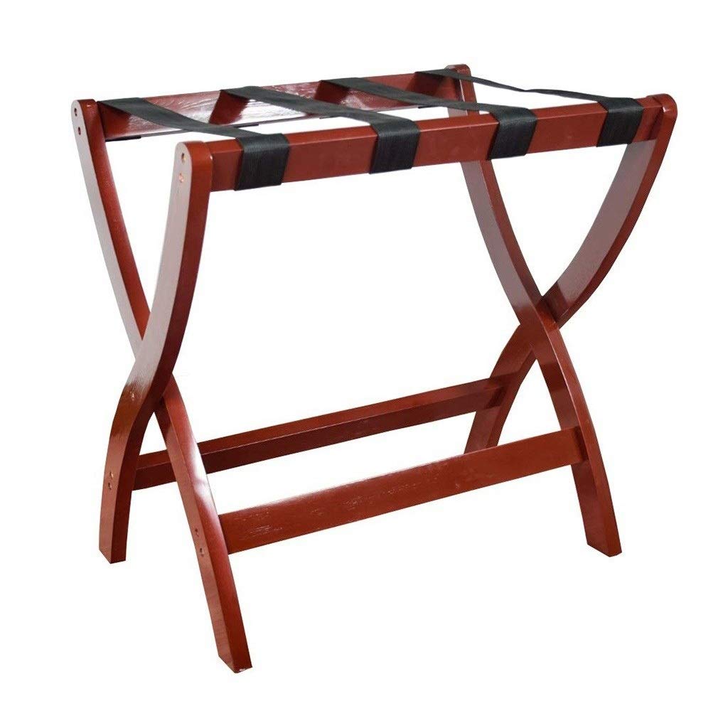 Premium Solid Wood Folding Luggage Rack - Hotel Room Suitcase Stand, Travel Storage Shelf & Foldable Stool - Wine Red (23.6x15.7x23.6cm) - Perfect for Hotels, Dorms, Bedrooms & Small Spaces