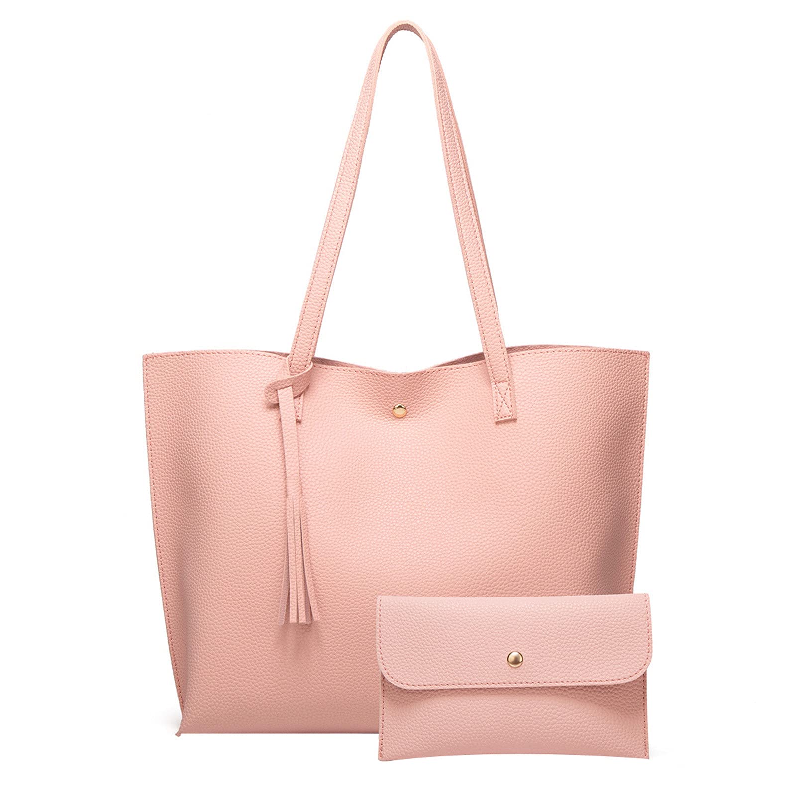 Stylish Two-Tone Women's Tote Bag with Tassel Detail - Fashionable Solid Color Shoulder Bag for Everyday Use, Work & Shopping