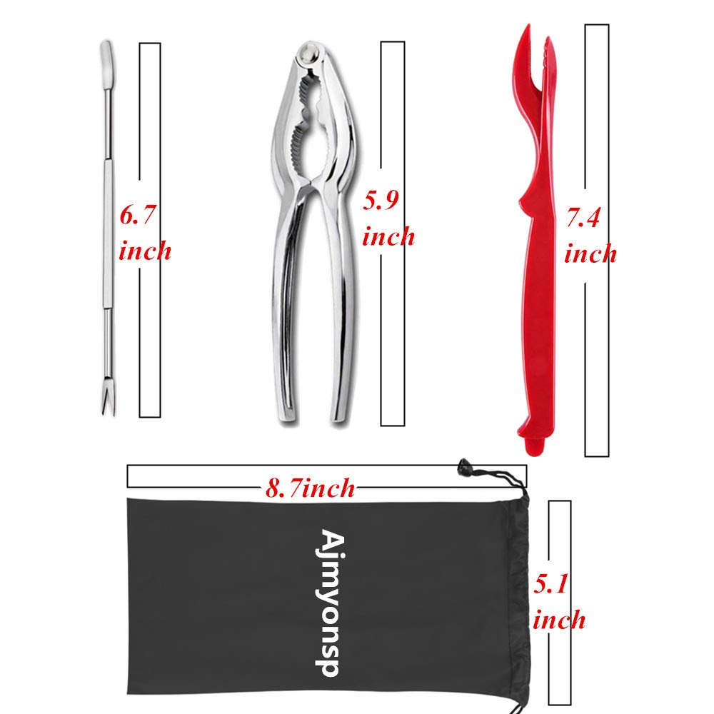 12-Piece Stainless Steel Crab & Lobster Cracker Set with 6 Crab Forks, 4 Shellers, 2 Nut Crackers & Storage Bag - Premium Seafood Tools for Crab Legs, Lobster Tails, Shrimp & Nuts - Perfect for Seafood Boils, Dinner Parties & Beach Picnics